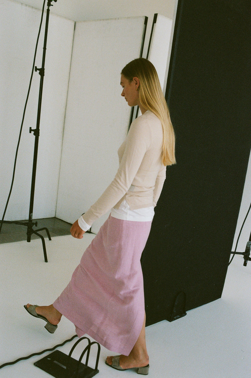 Clara Skirt - Cotton Linen  - Pink