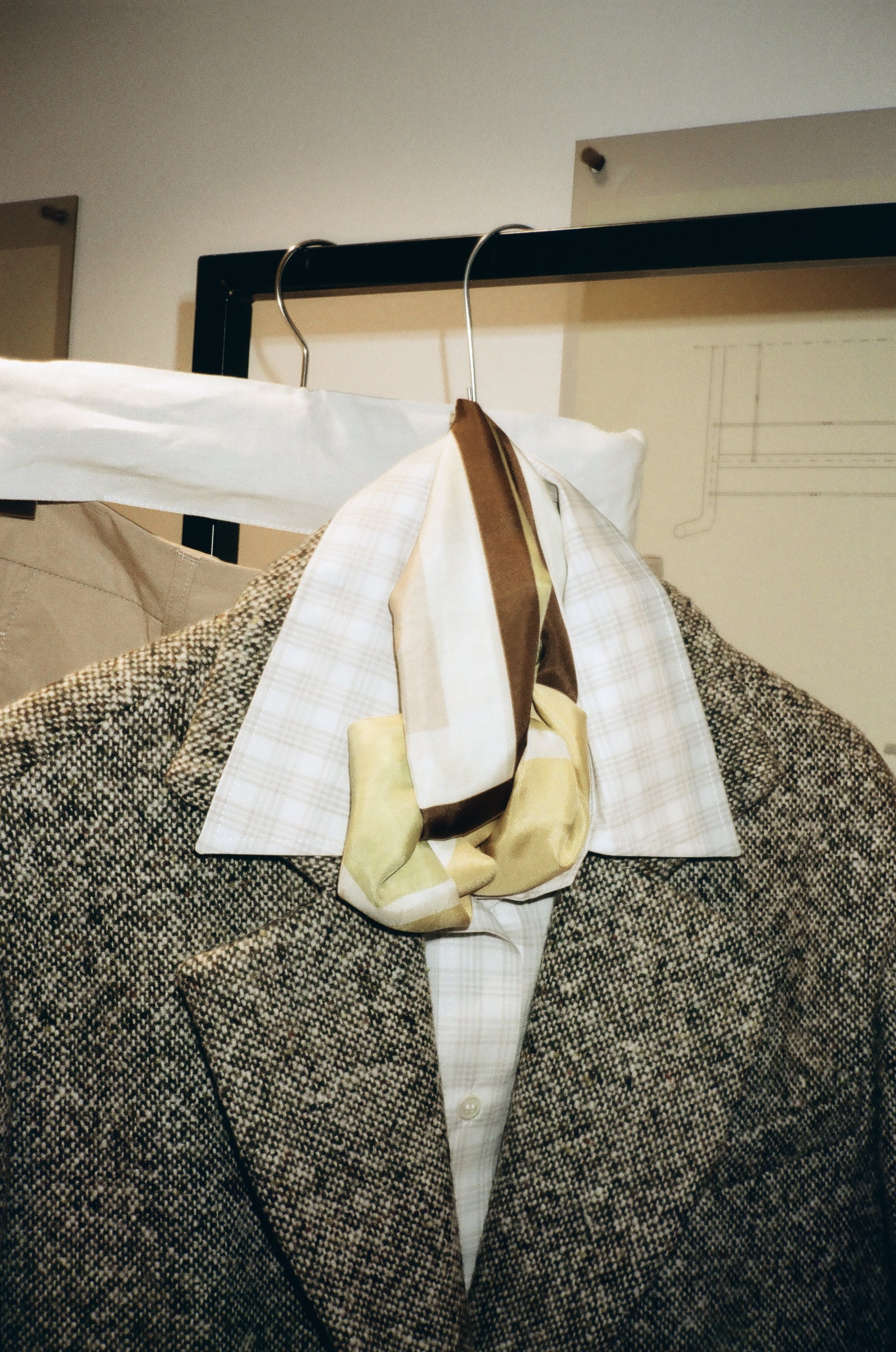 Vintage silk scarf in Green and yellow