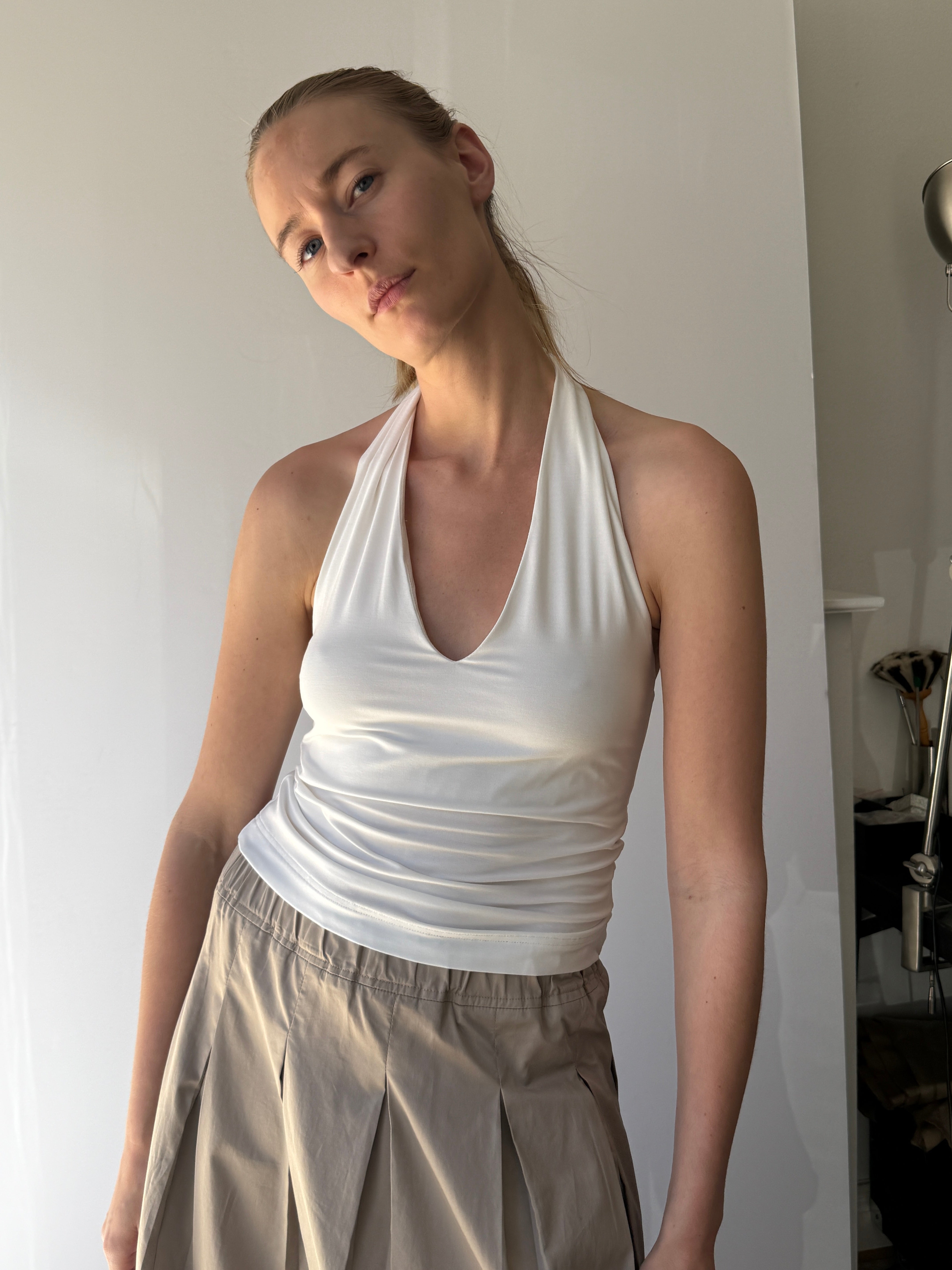Luba top in White bamboo jersey