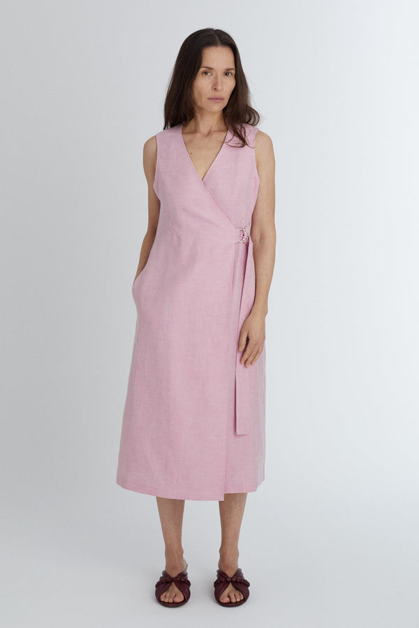 Ellie Dress - Cotton Linen  - Pink