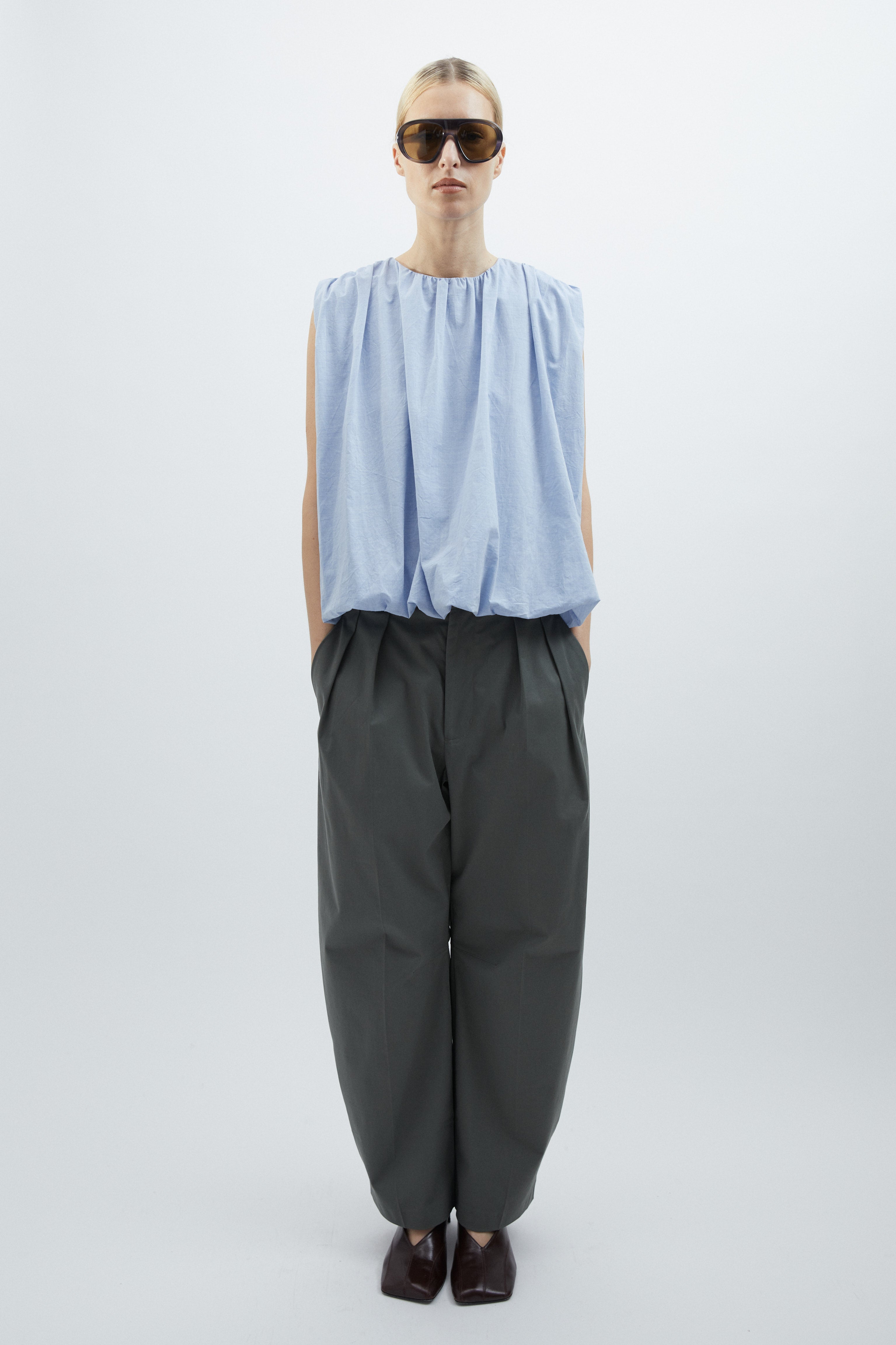 Sally top in Sky blue cotton
