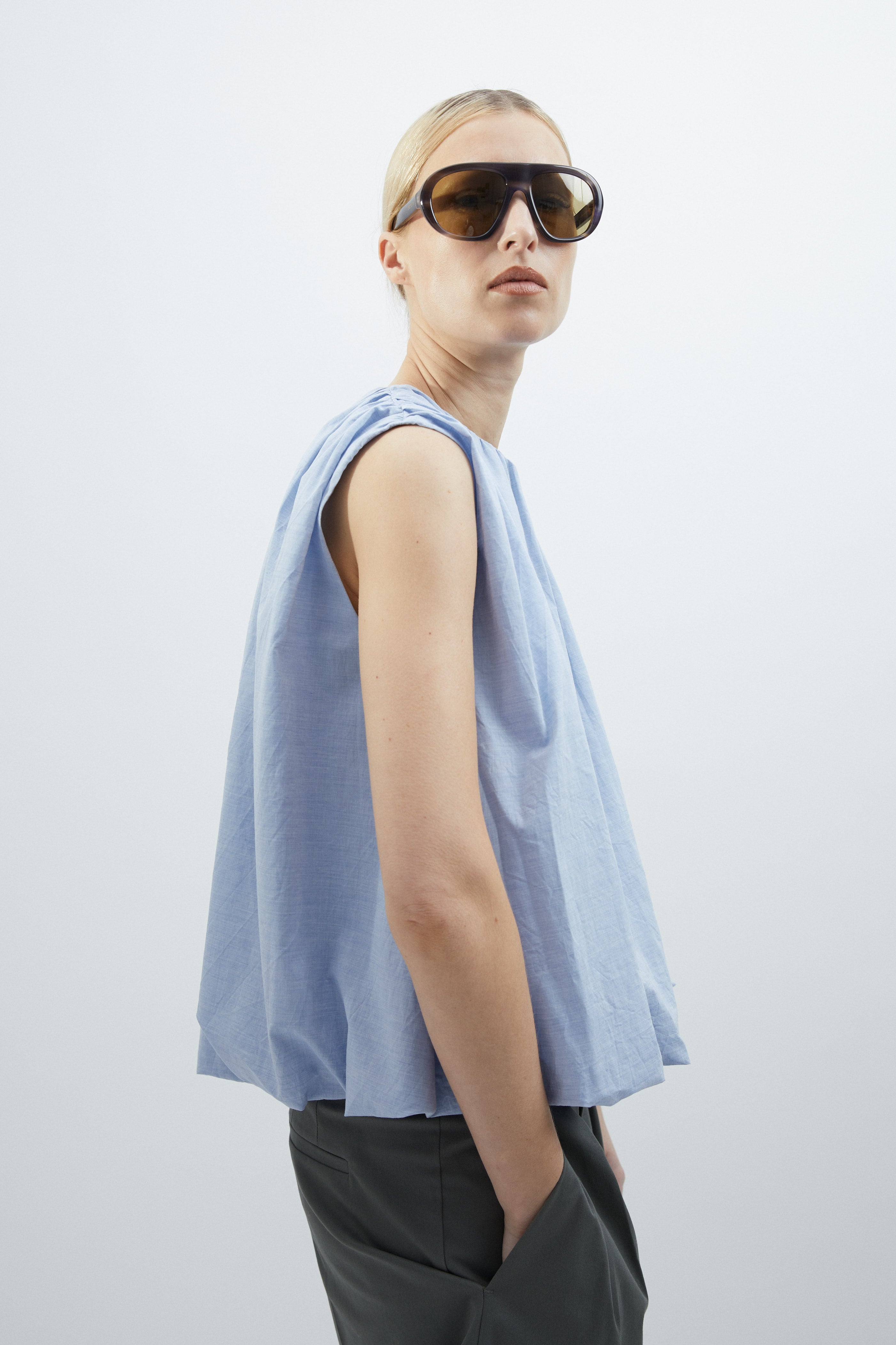 Sally top in Sky blue cotton