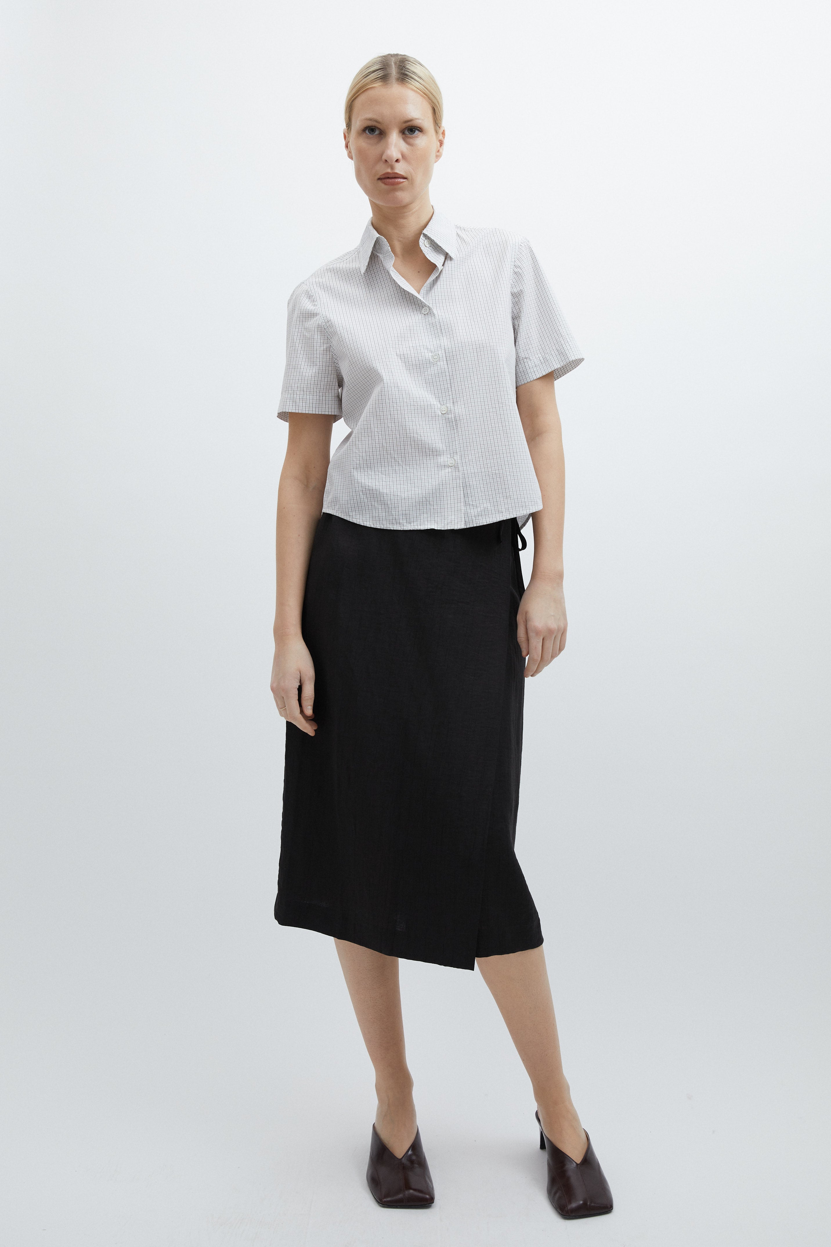 Bella shirt in White checked cotton