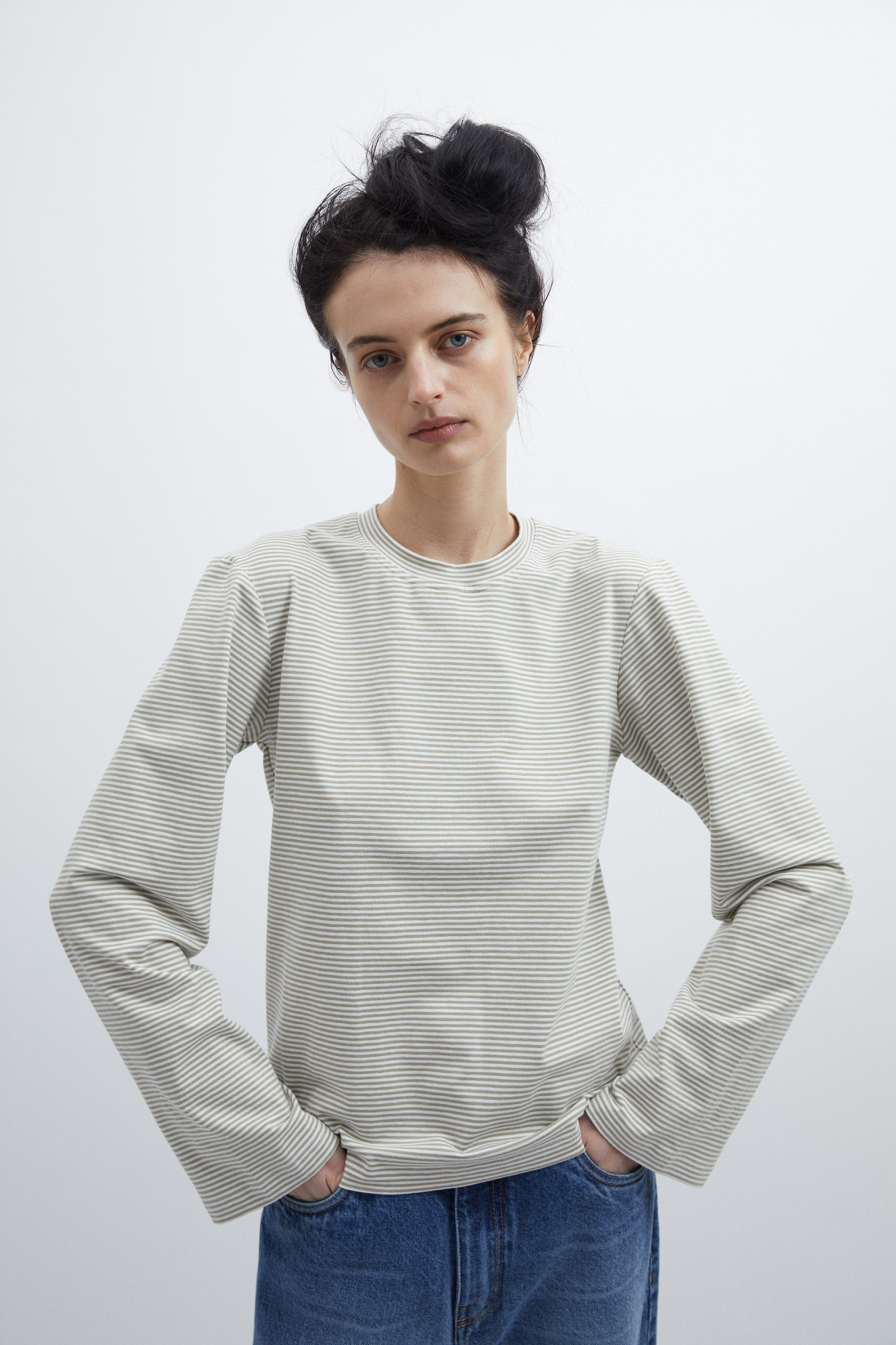 Lærke t-shirt in Green stripe cotton