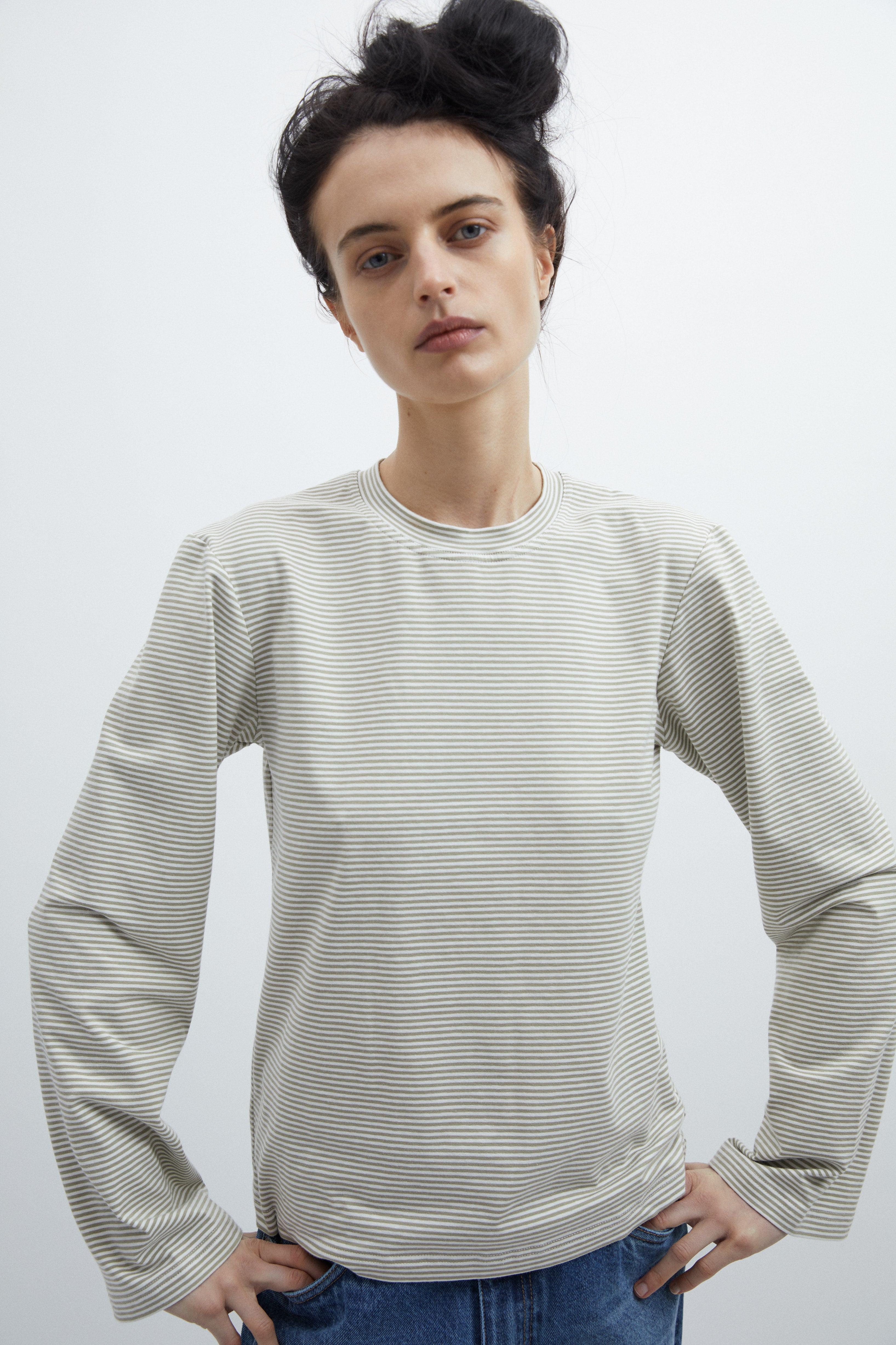 Lærke t-shirt in Green stripe cotton