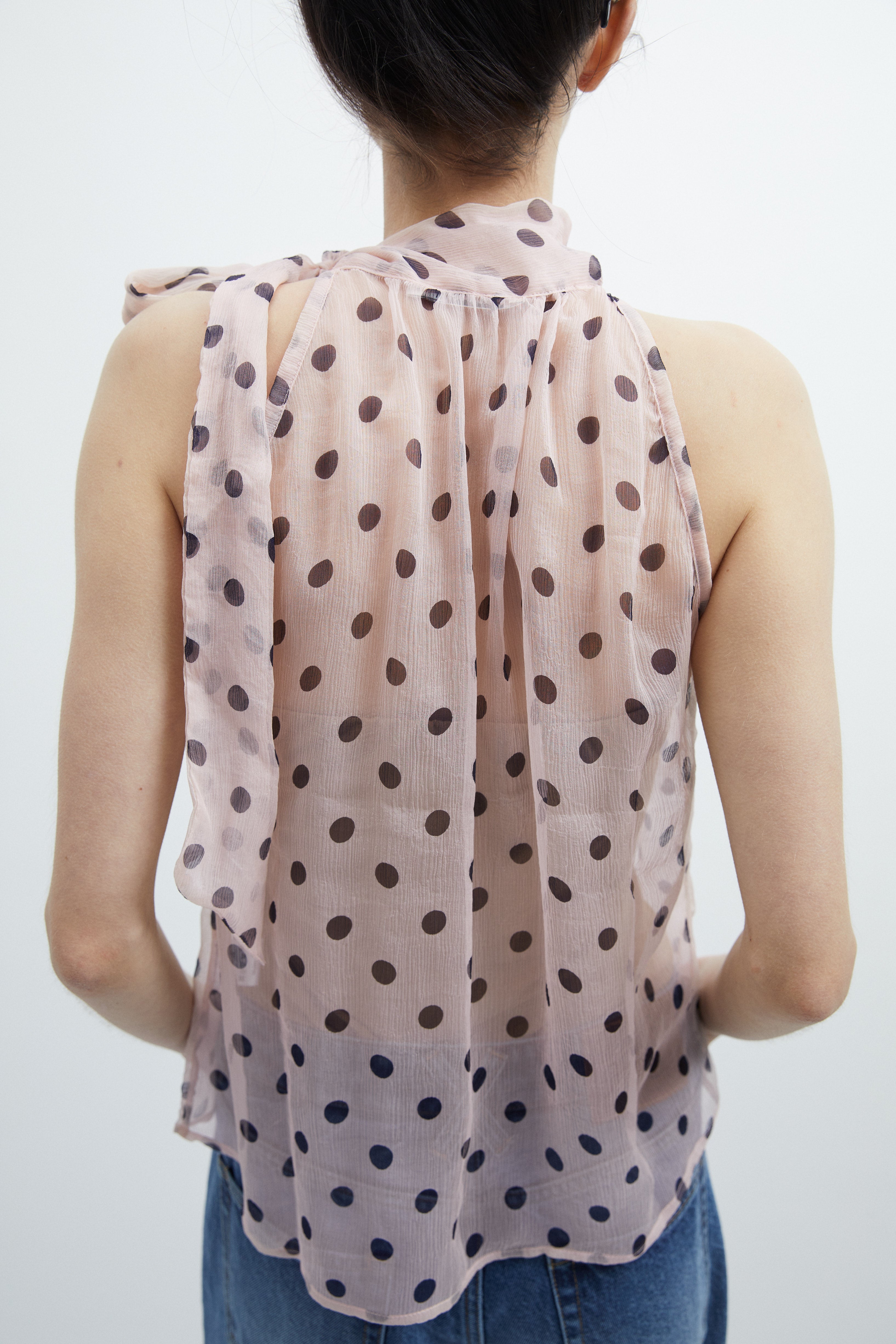 Adele top in Rosa dot silk