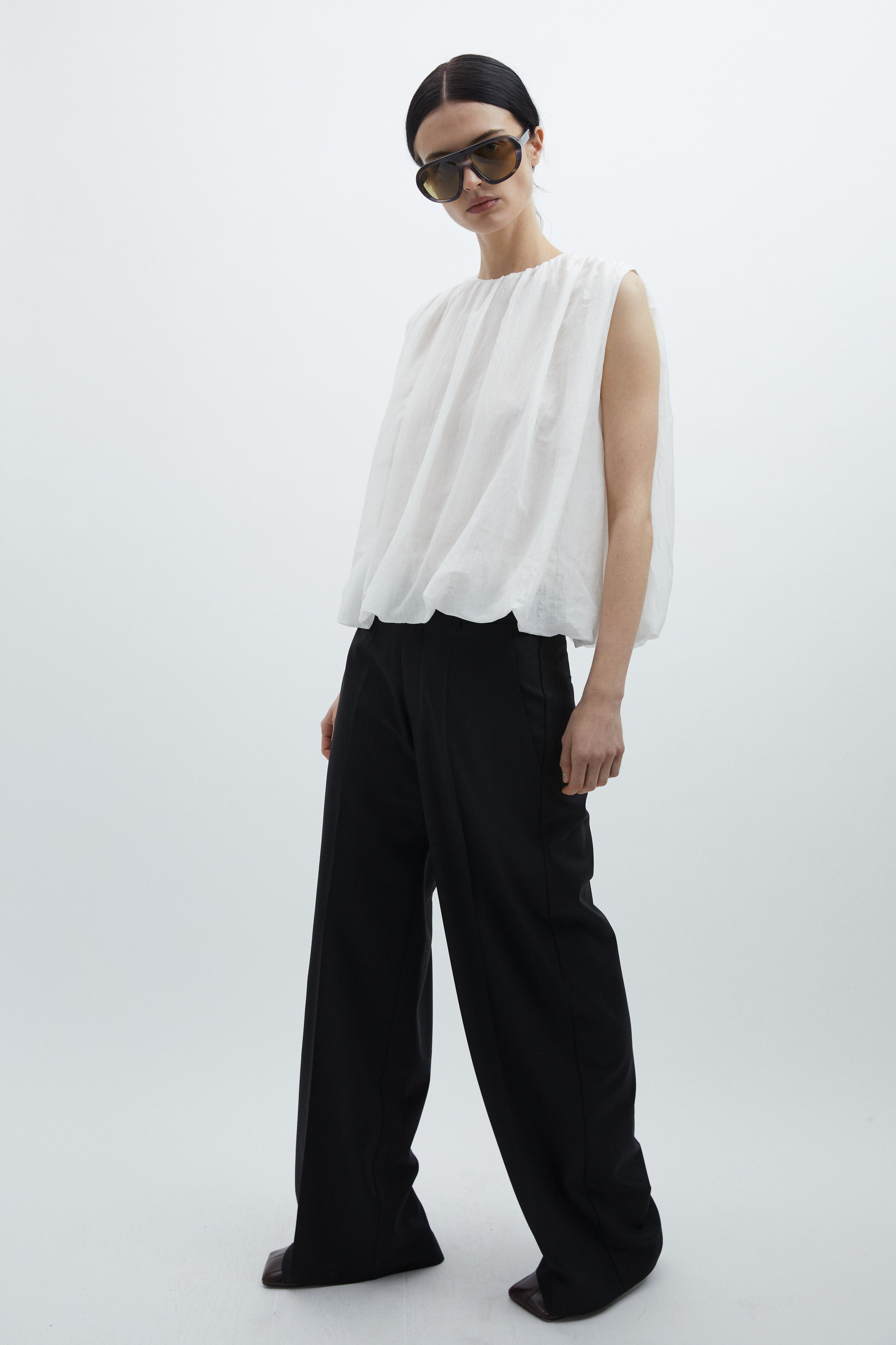 Sally top in White cotton silk