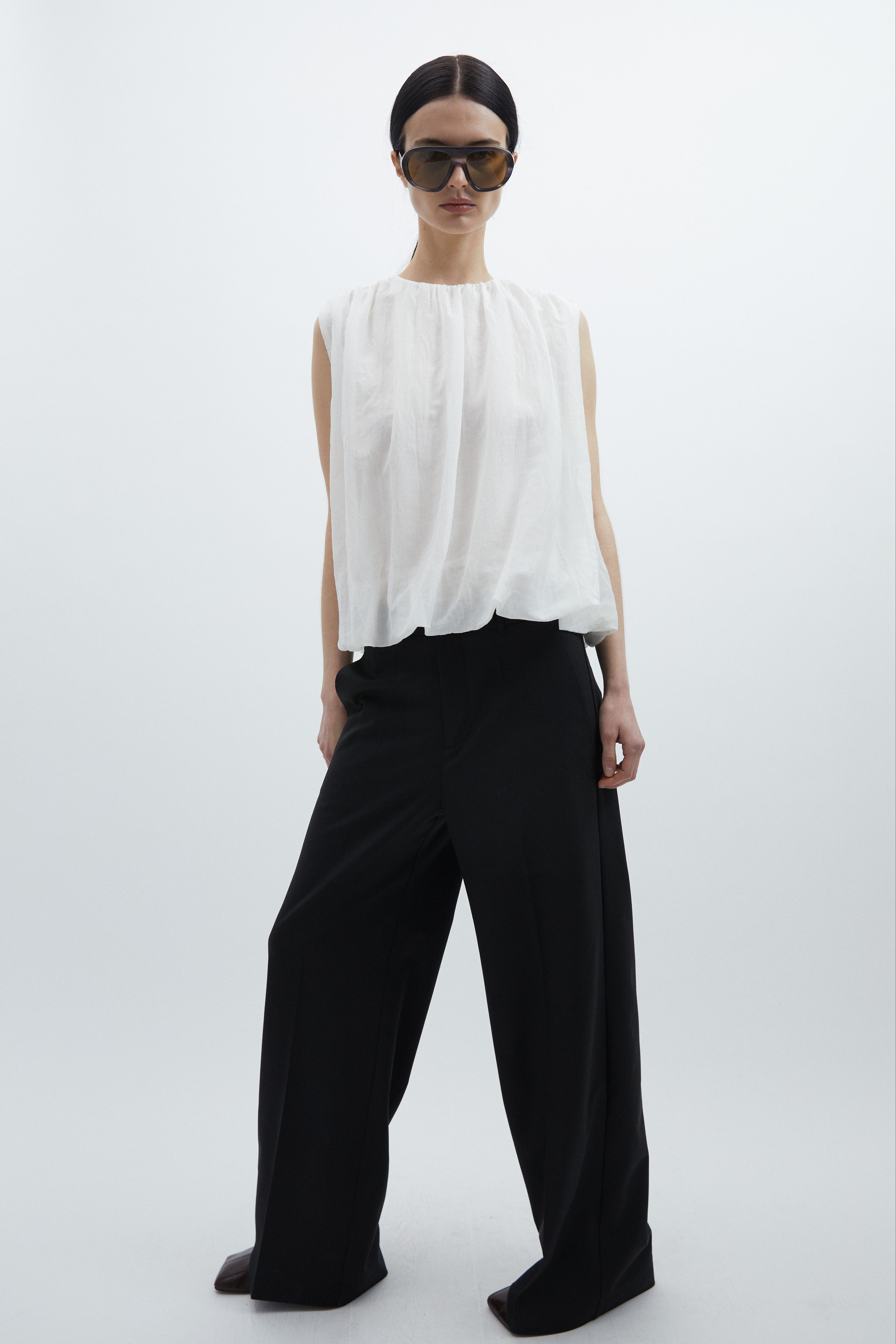 Sally top in White cotton silk
