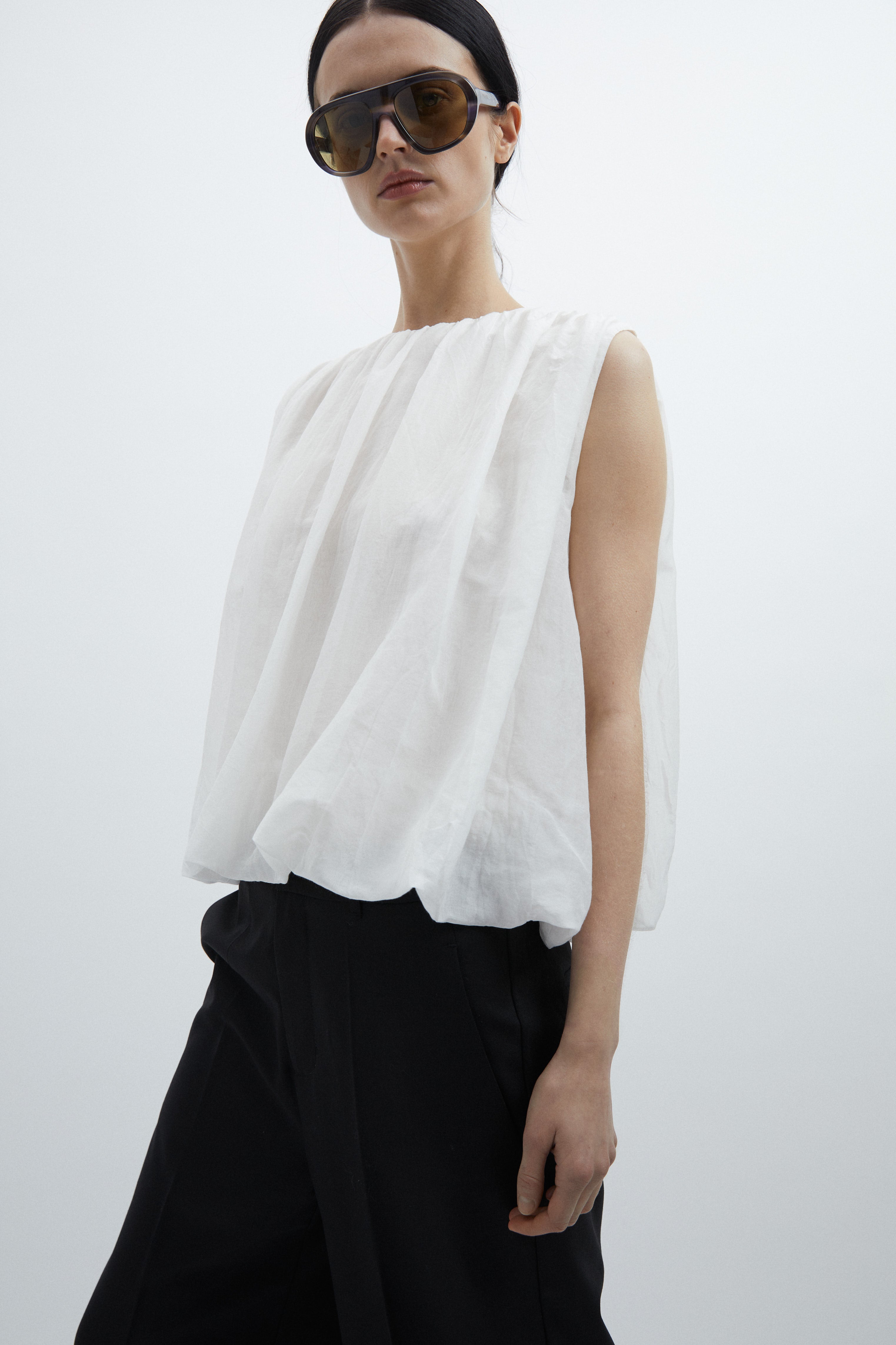 Sally top in White cotton silk