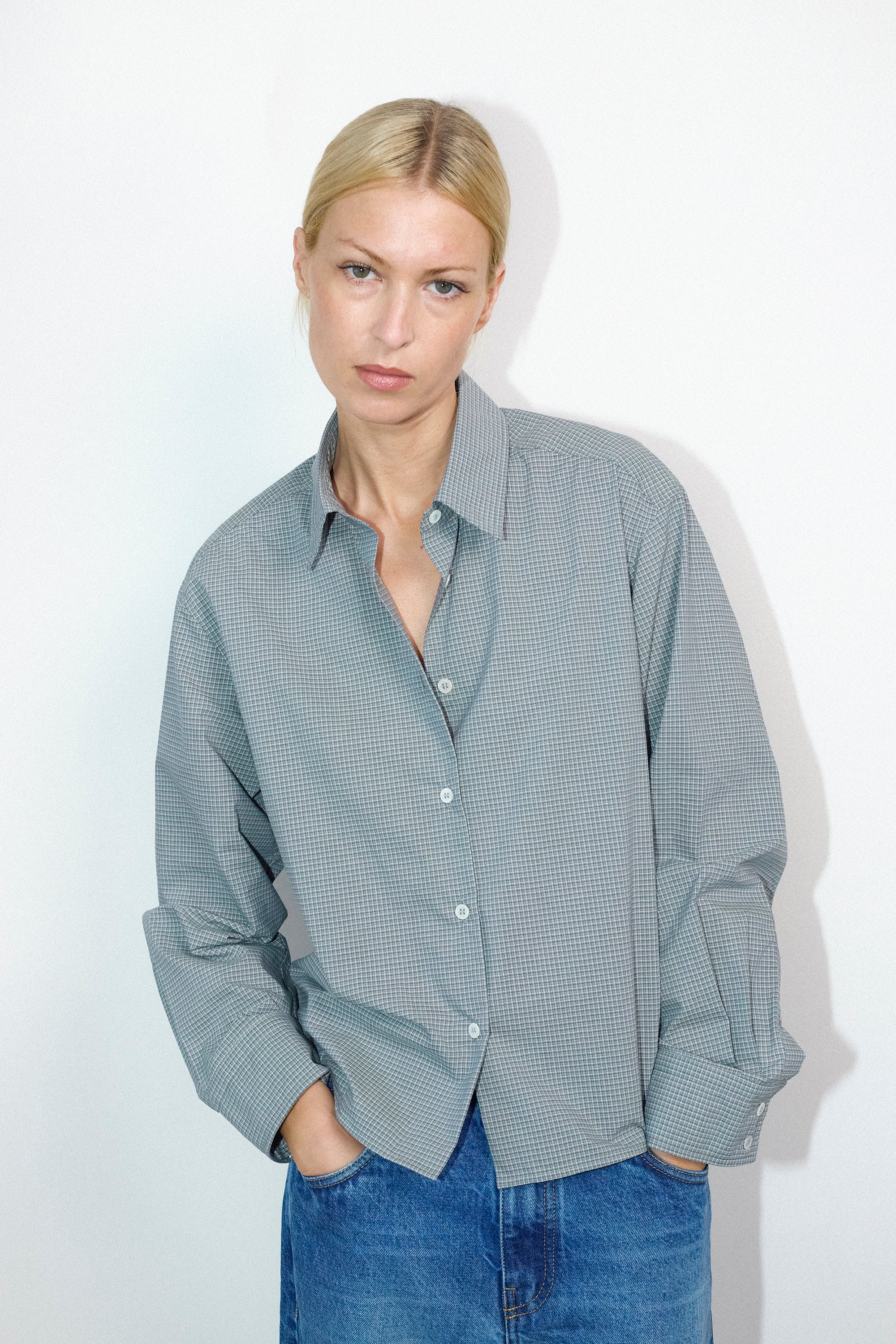 Selda shirt in Sage petite check