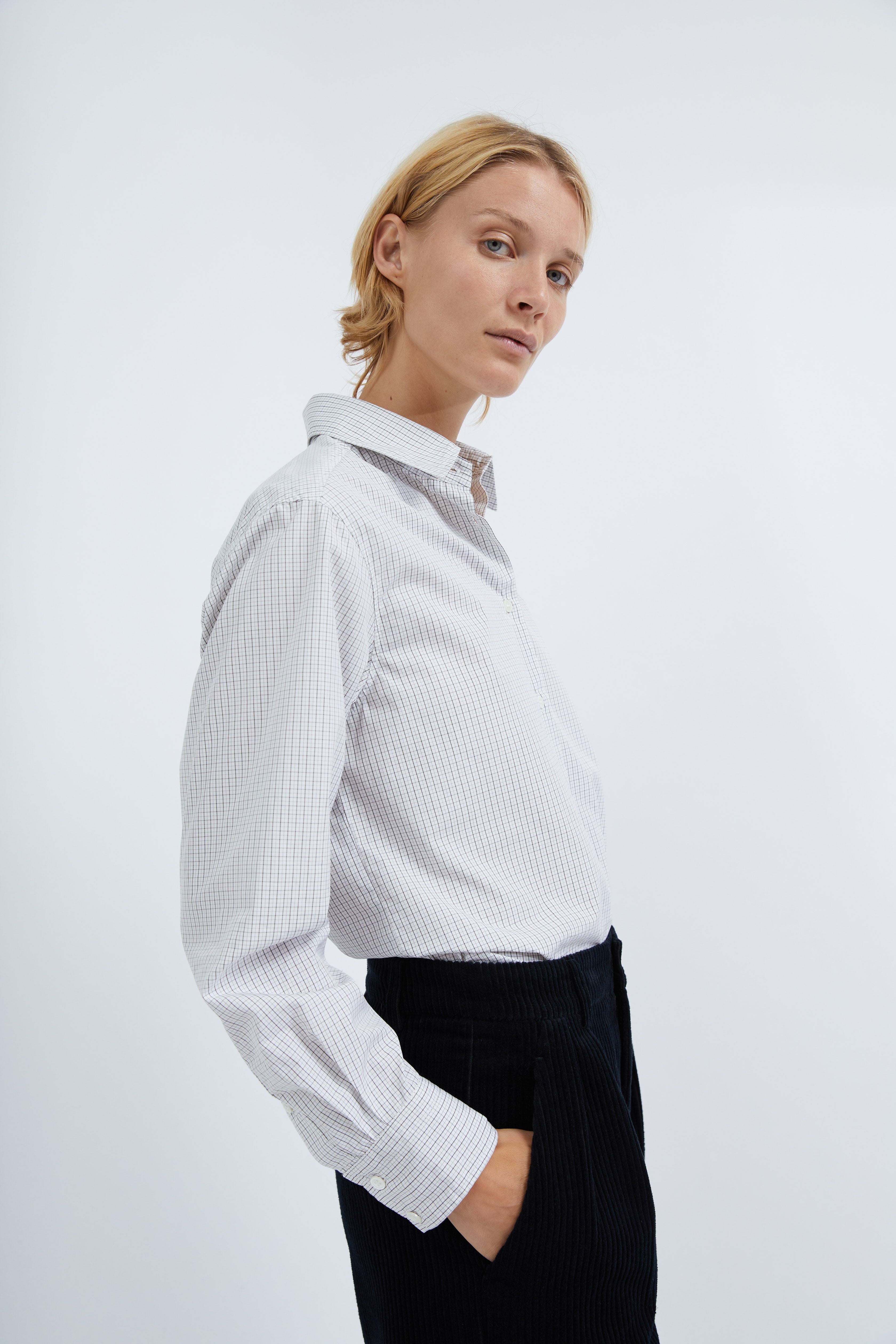 Selda shirt in White checked cotton