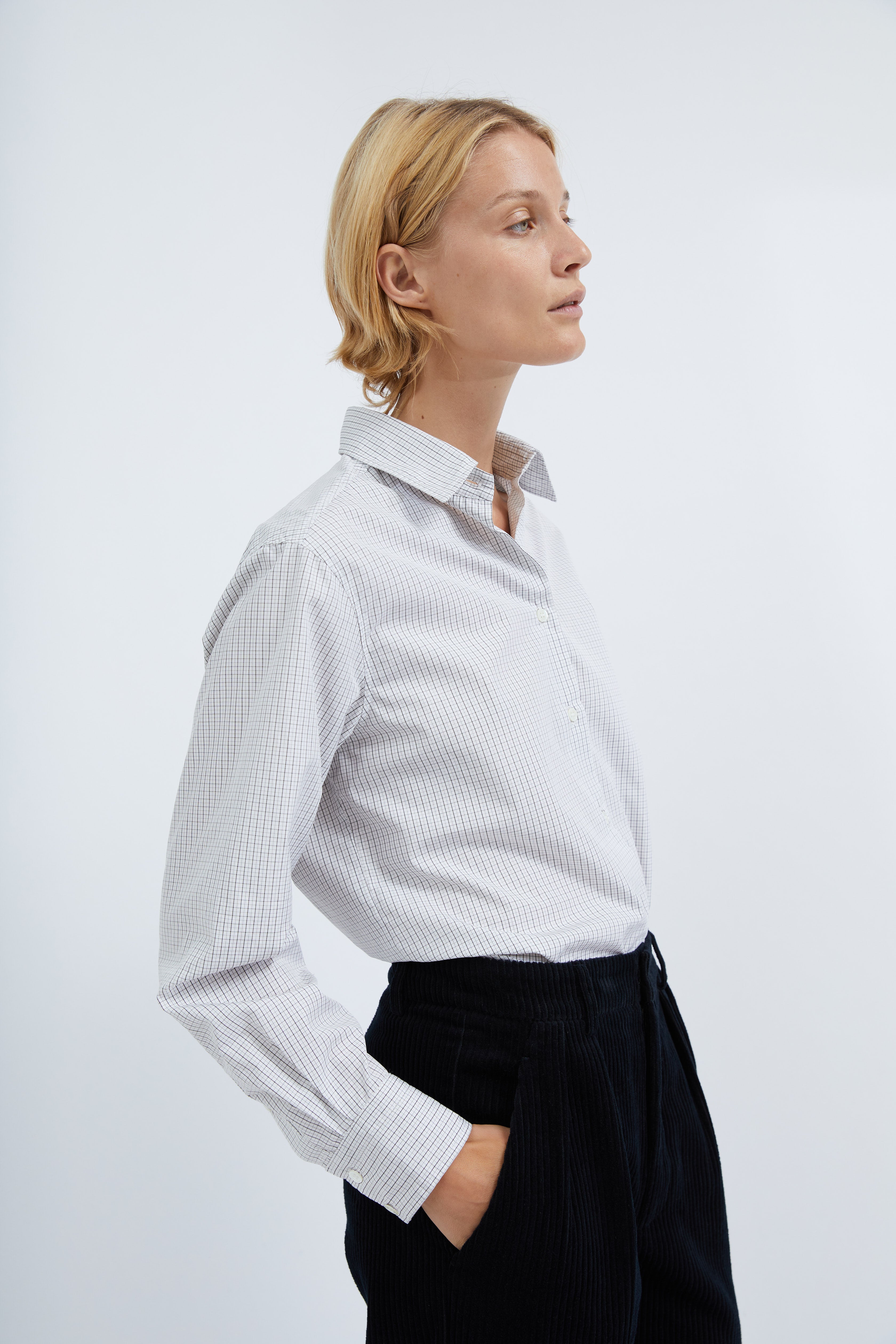 Selda shirt in White checked cotton