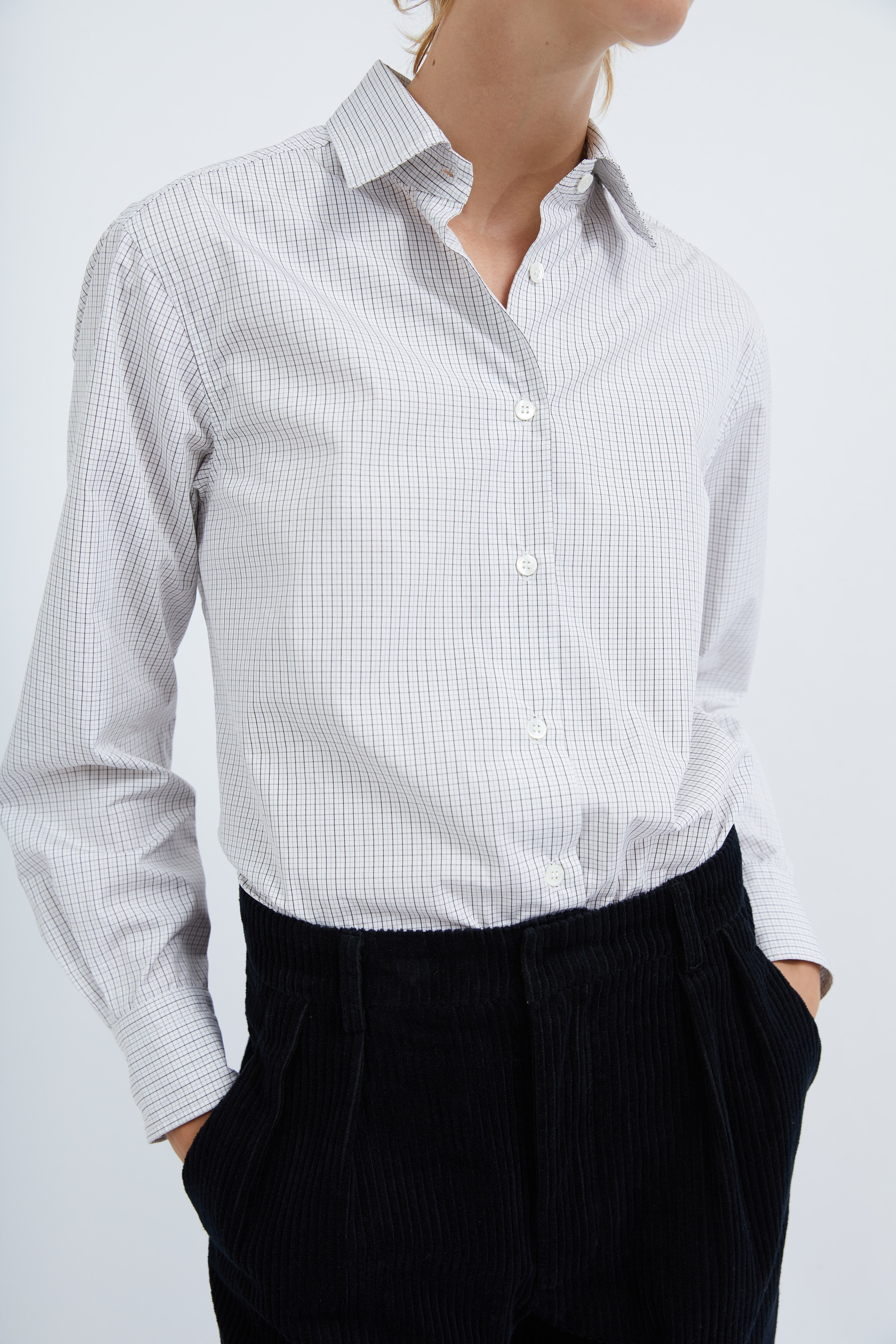 Selda shirt in White checked cotton