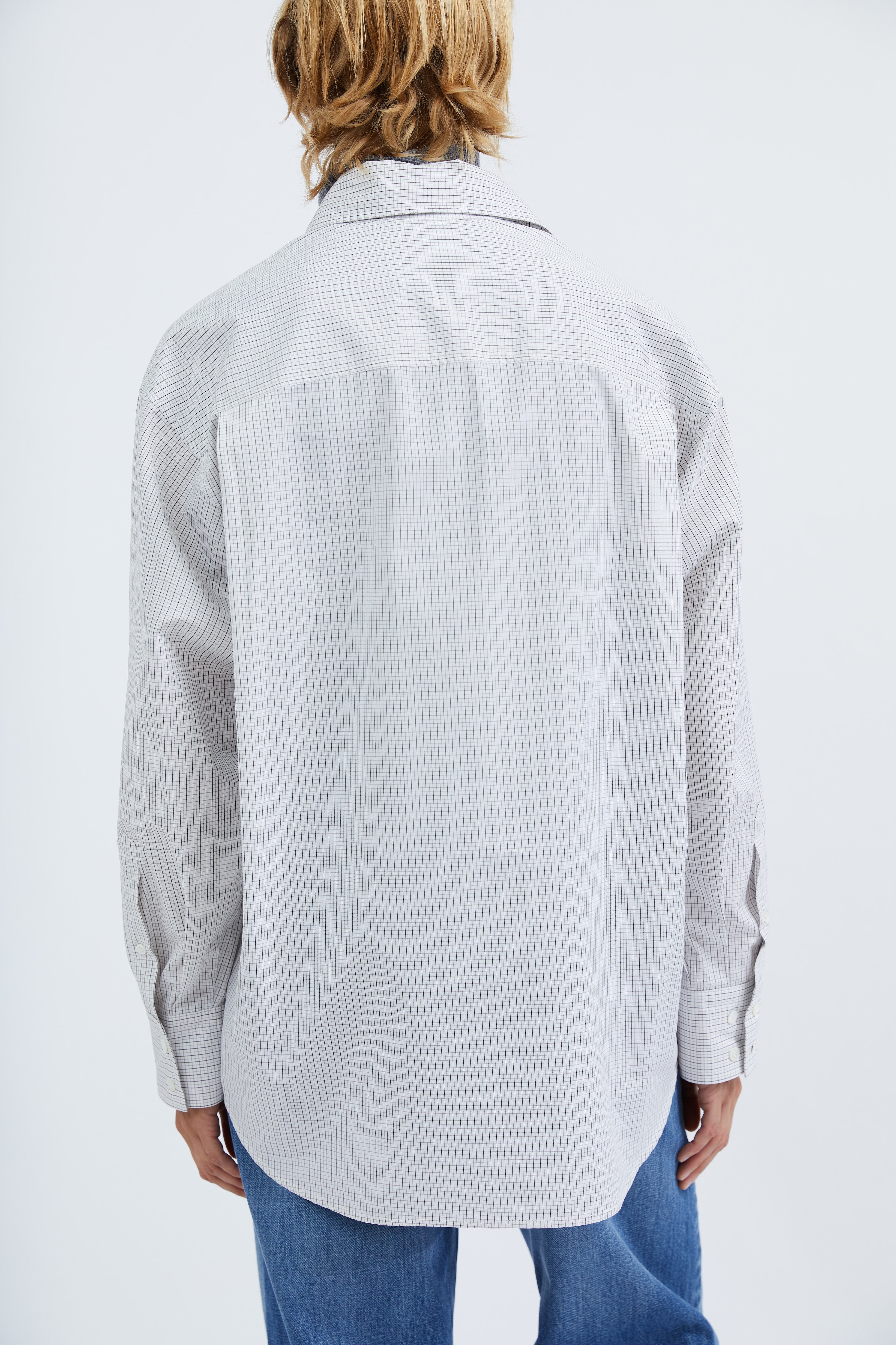 Naomi Shirt in White checked cotton