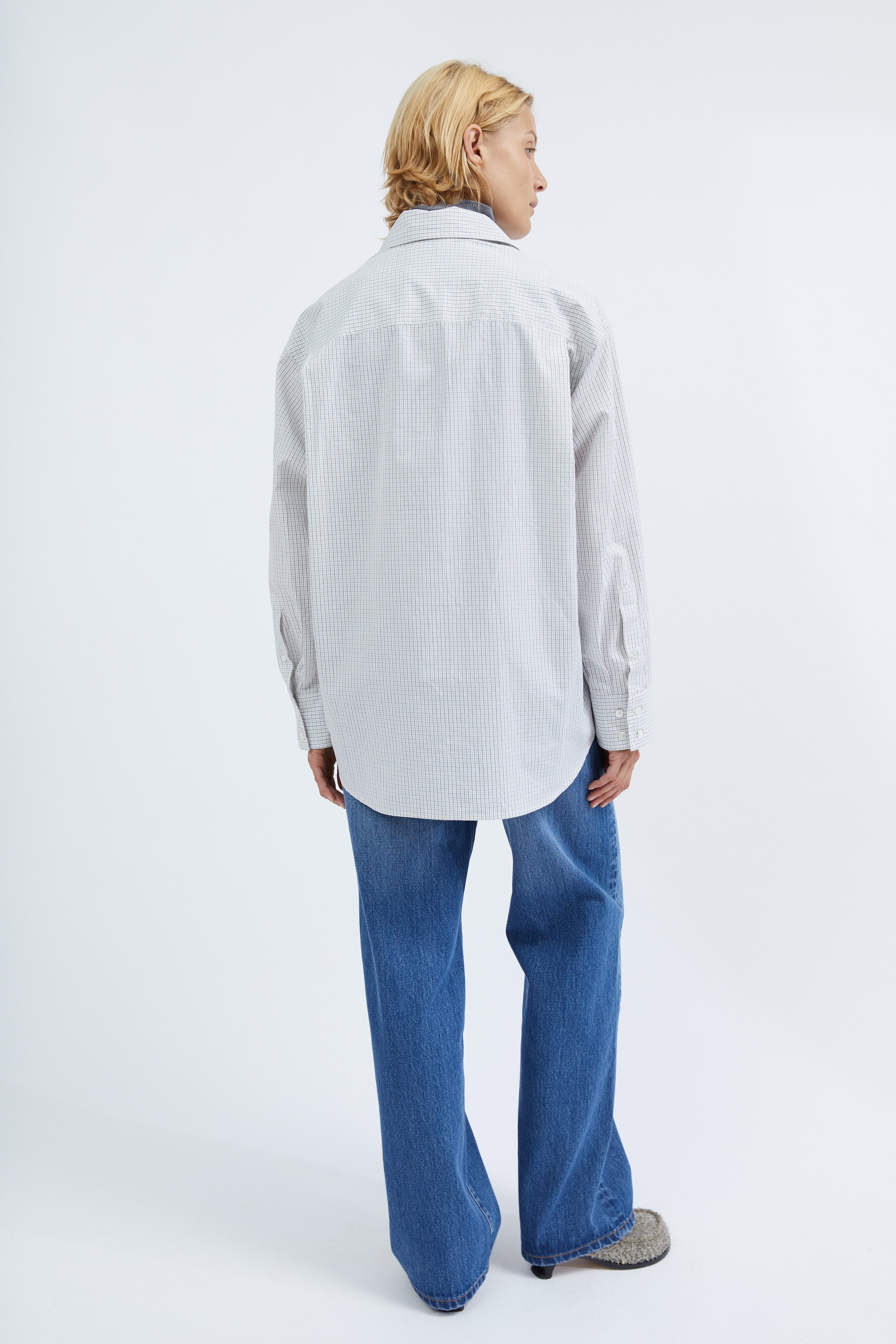 Naomi Shirt in White checked cotton