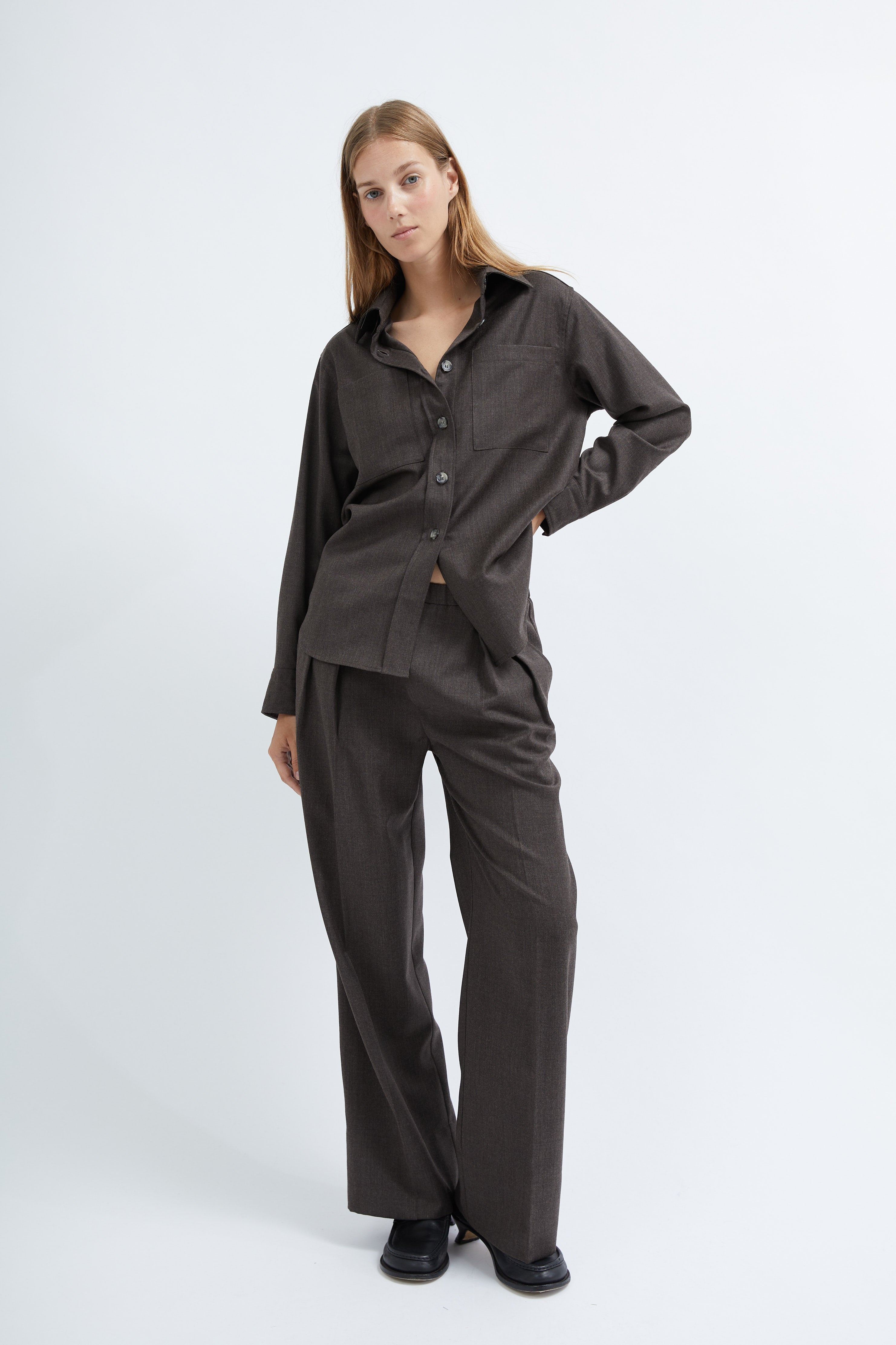 Mio shirt in Brown light wool