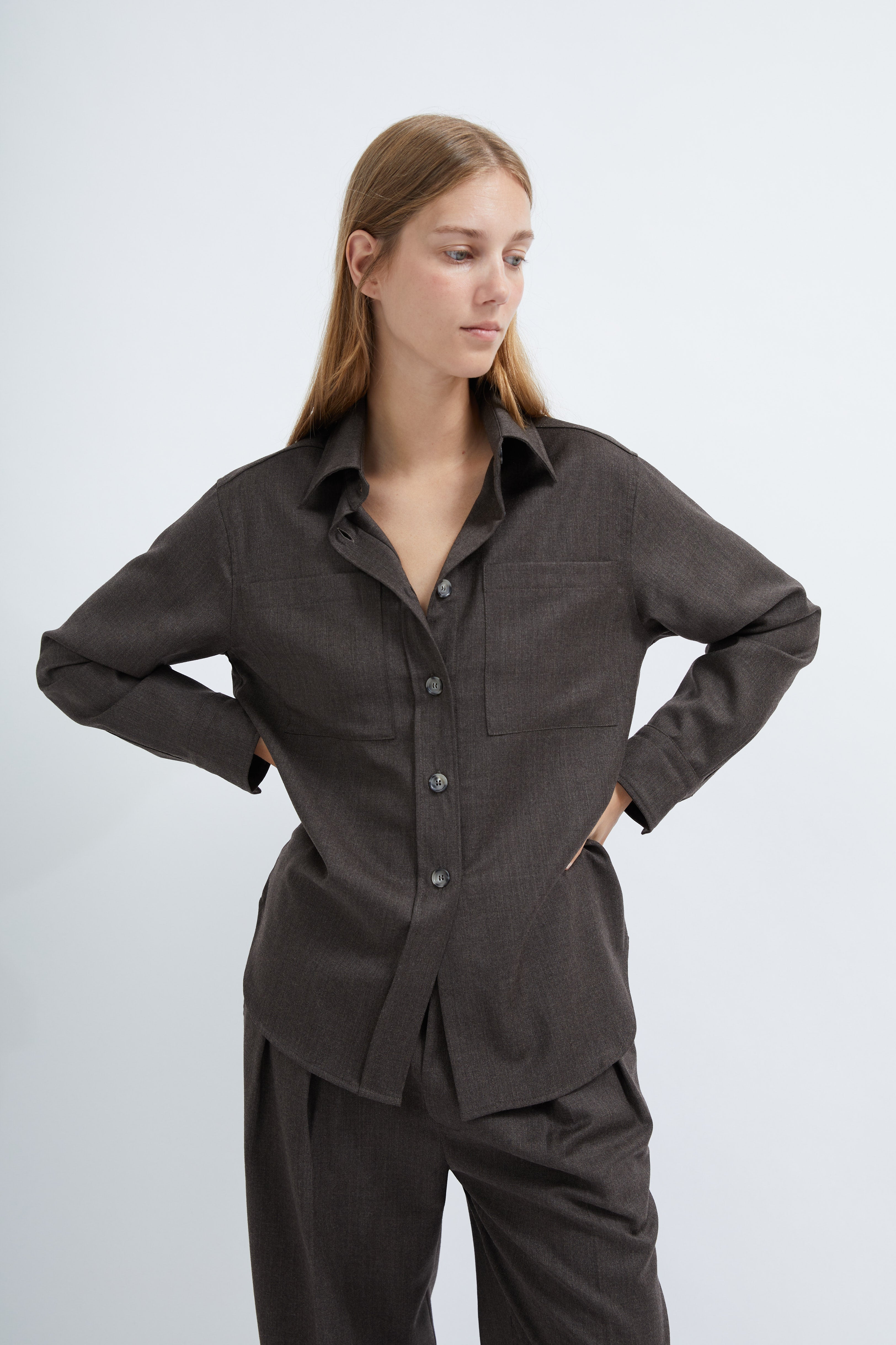 Mio shirt in Brown light wool