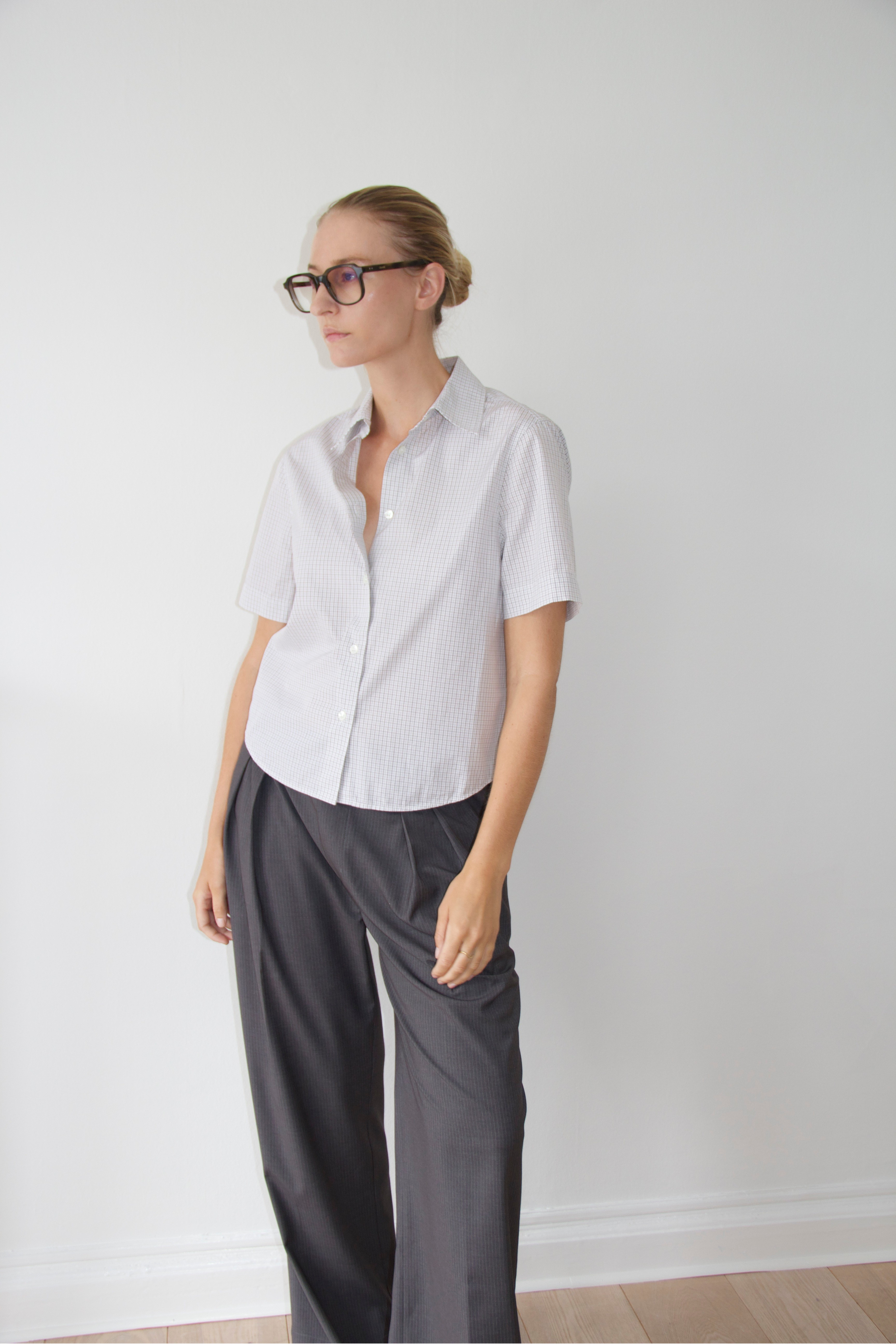 Bella shirt in White checked cotton