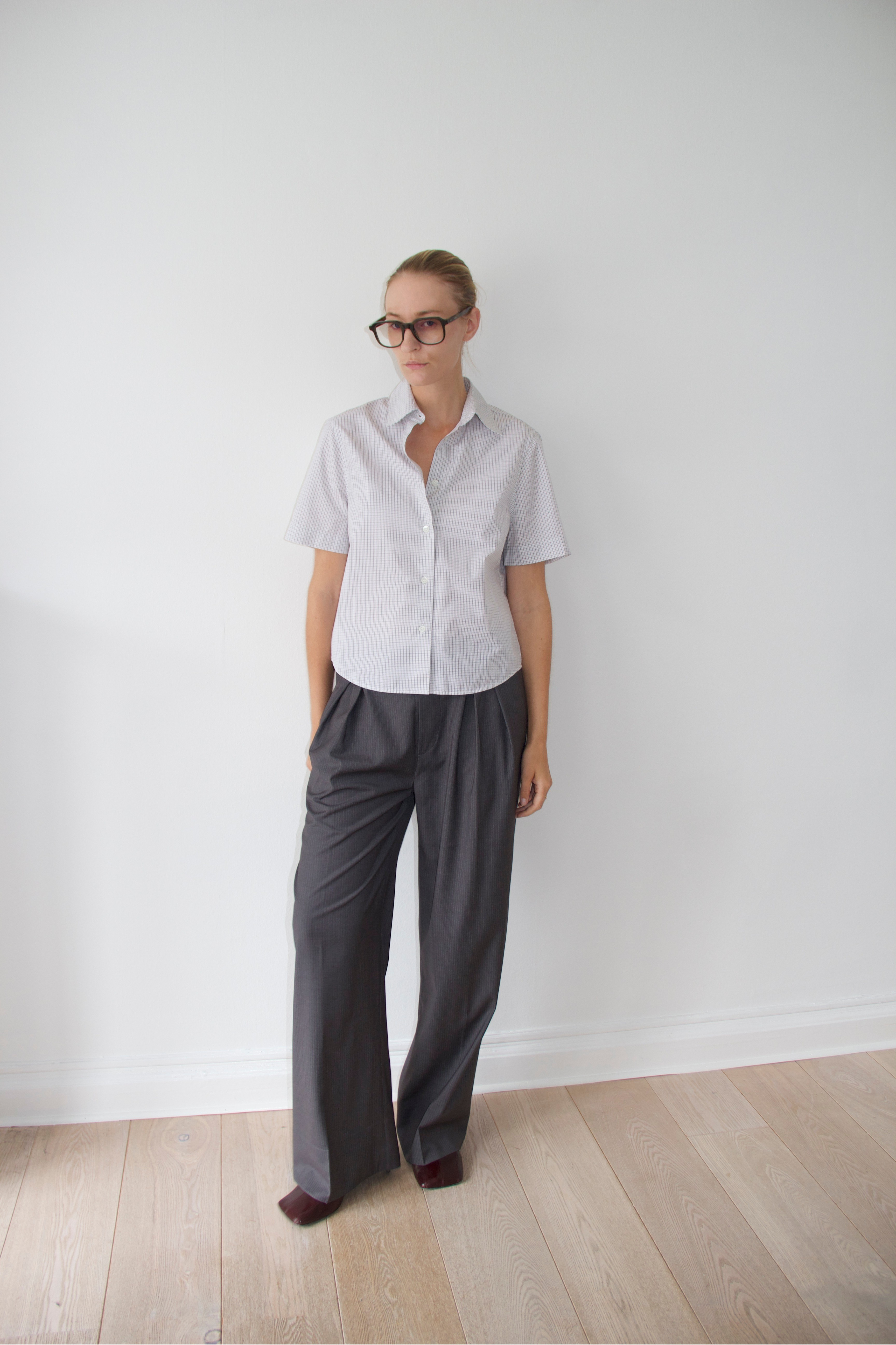 Bella shirt in White checked cotton