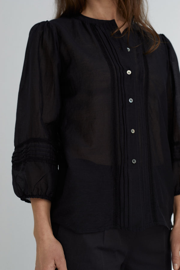 Anna Shirt - Luxury Cotton Silk - Black