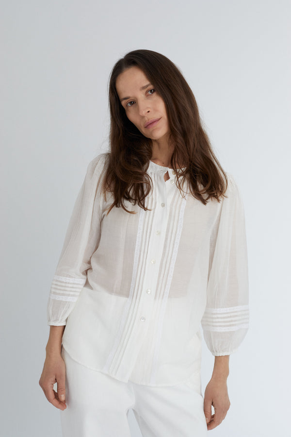 Anna Shirt - Luxury Cotton Silk - White