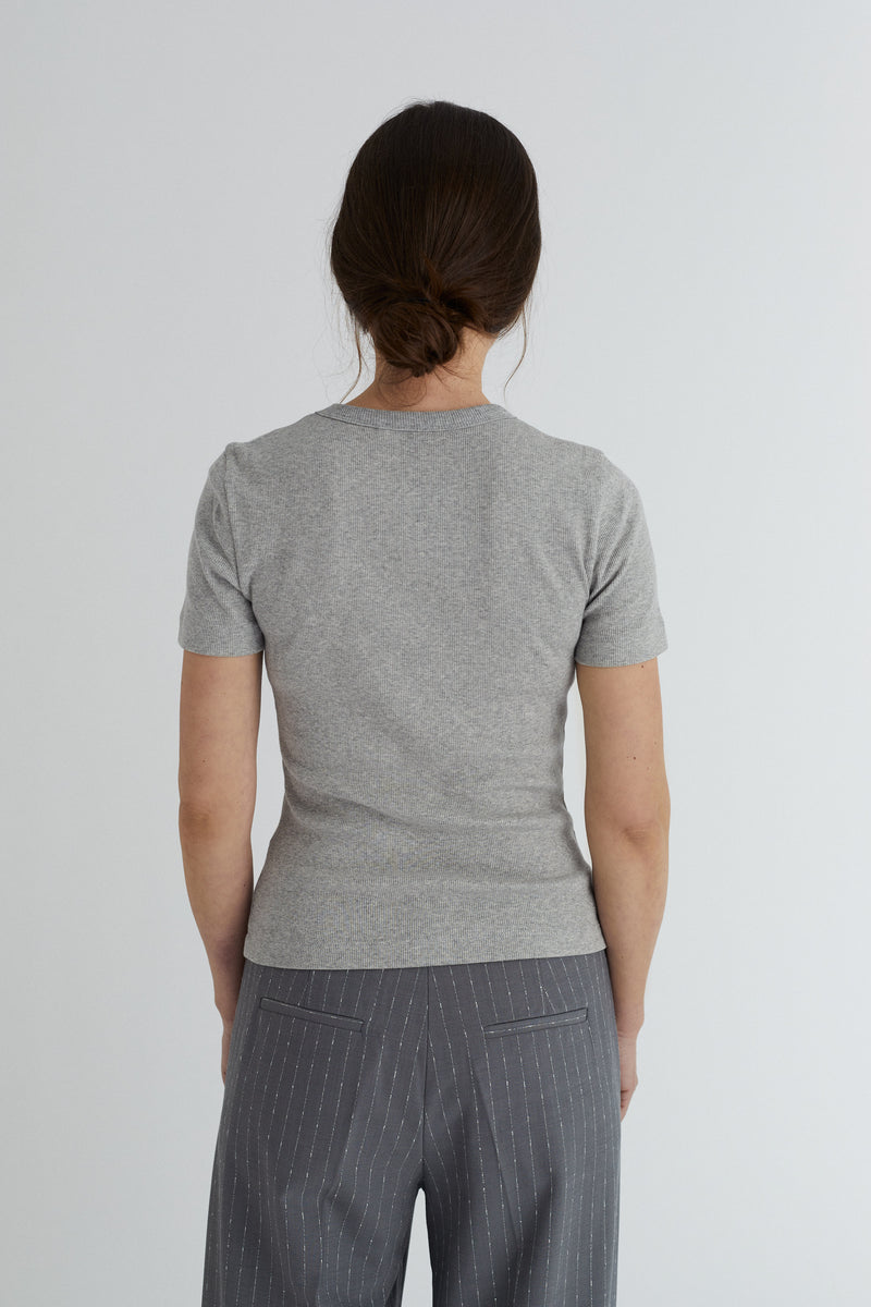 Inga T-shirt - Organic Cotton Rib - Med. Grey