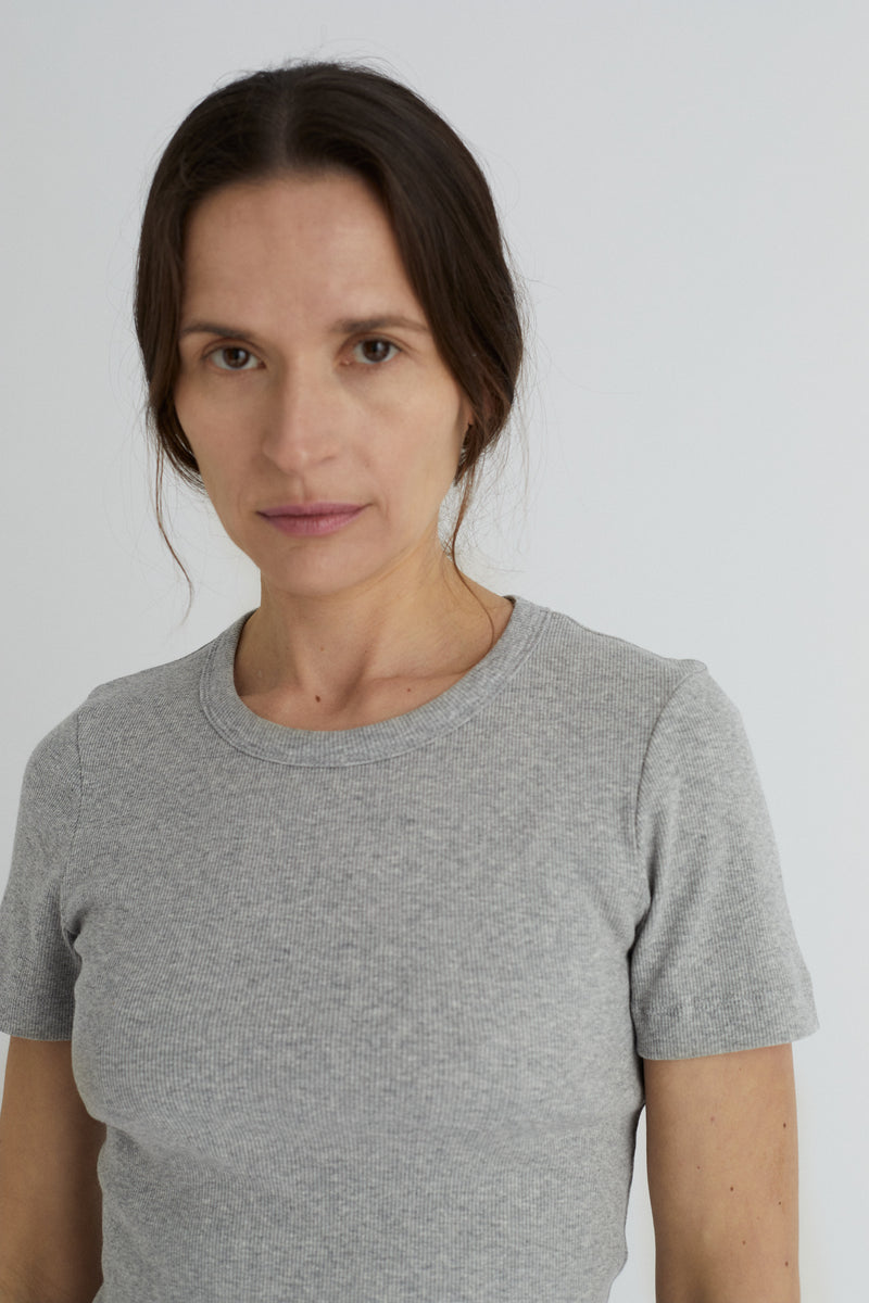 Inga T-shirt - Organic Cotton Rib - Med. Grey