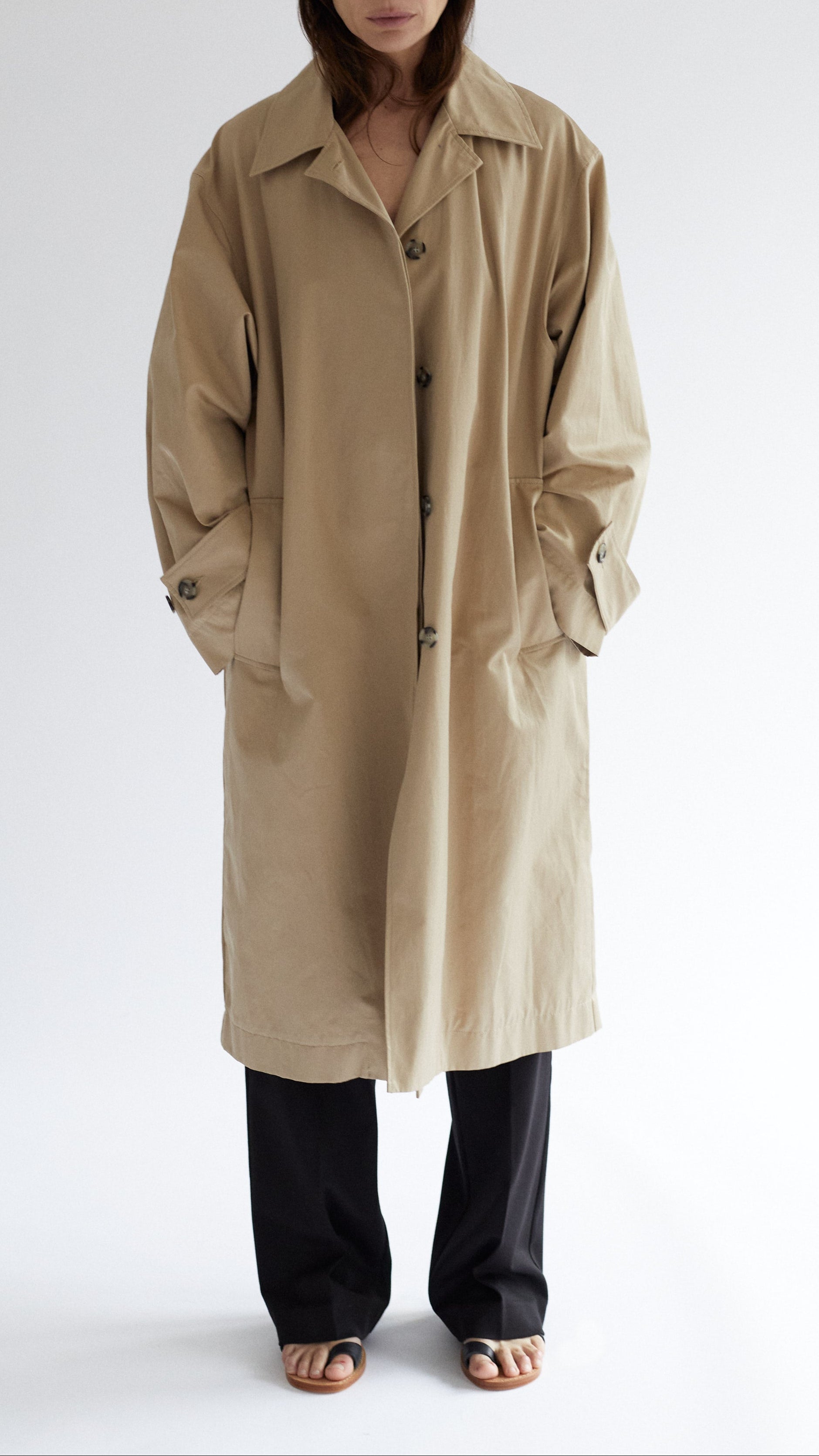 Bea Coat in Coated Cotton Twill