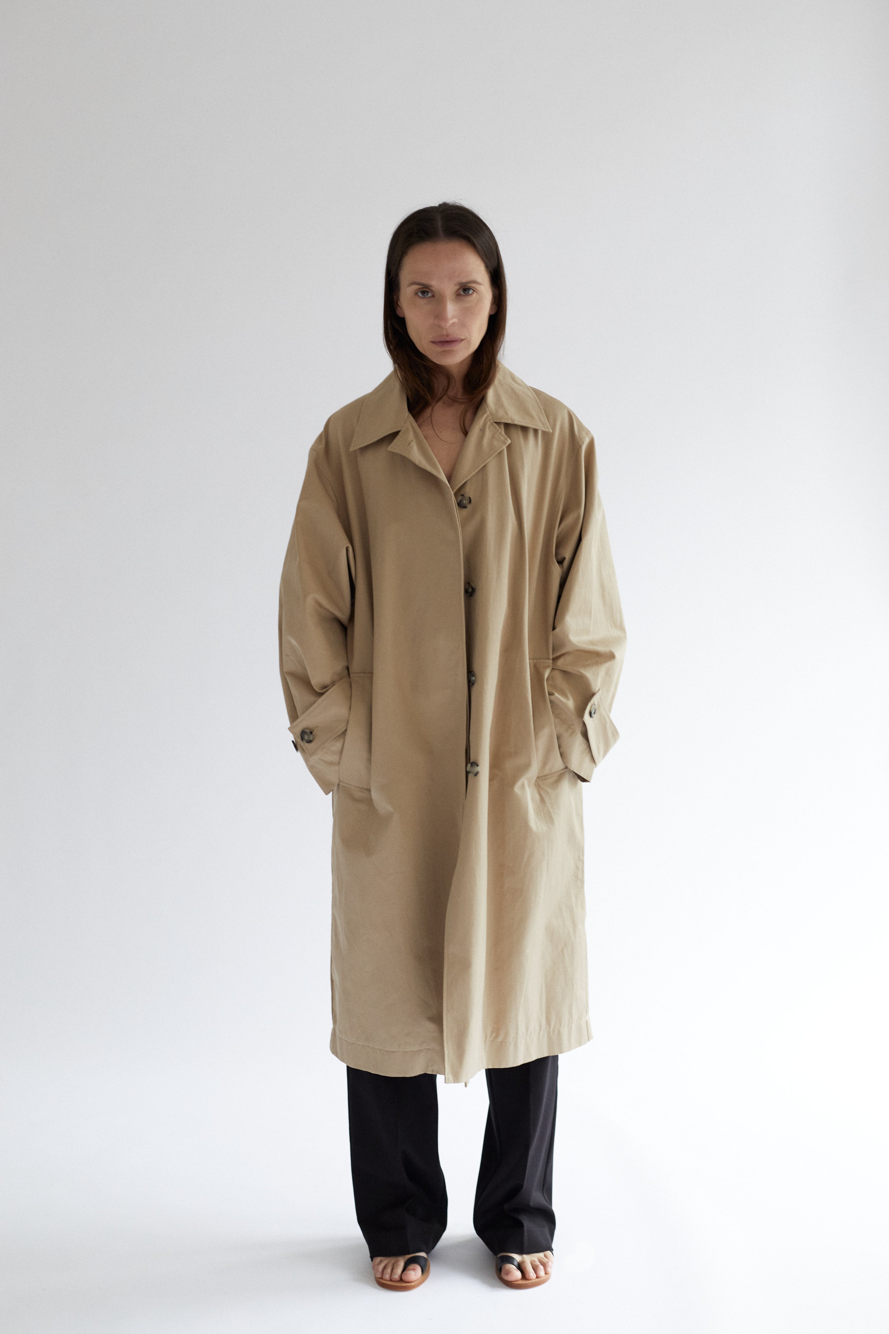 Bea Coat in Coated Cotton Twill