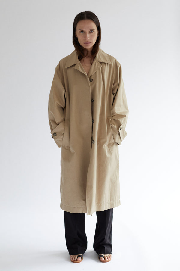 Bea Coat - Coated Cotton Twill - Camel