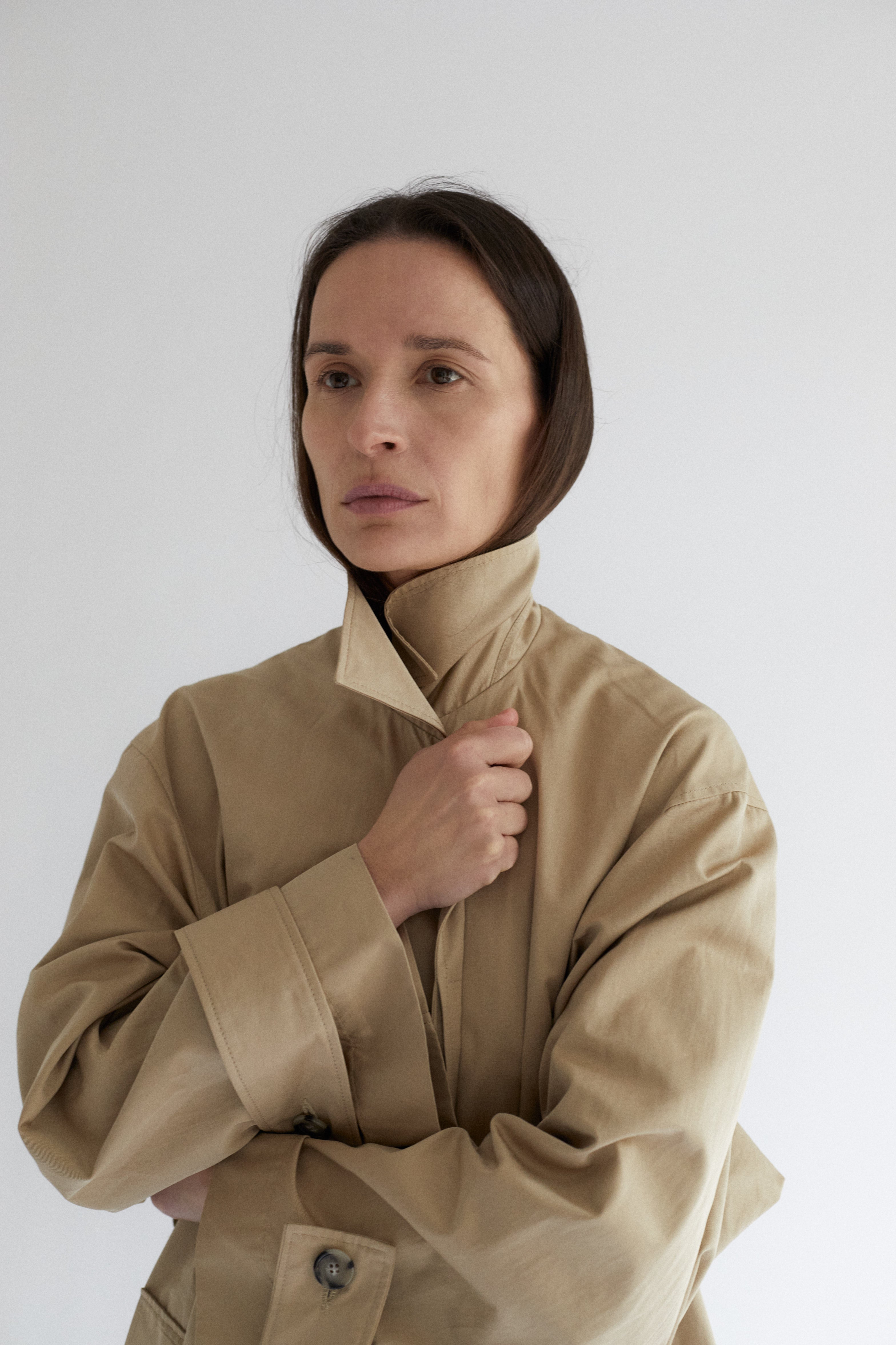 Bea Coat in Coated Cotton Twill