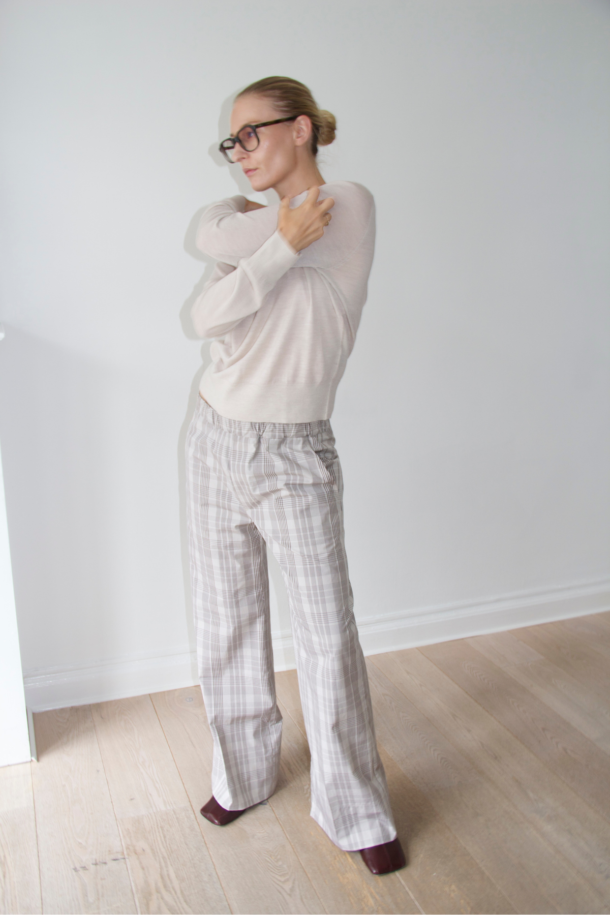 Flora pants in Big check tan