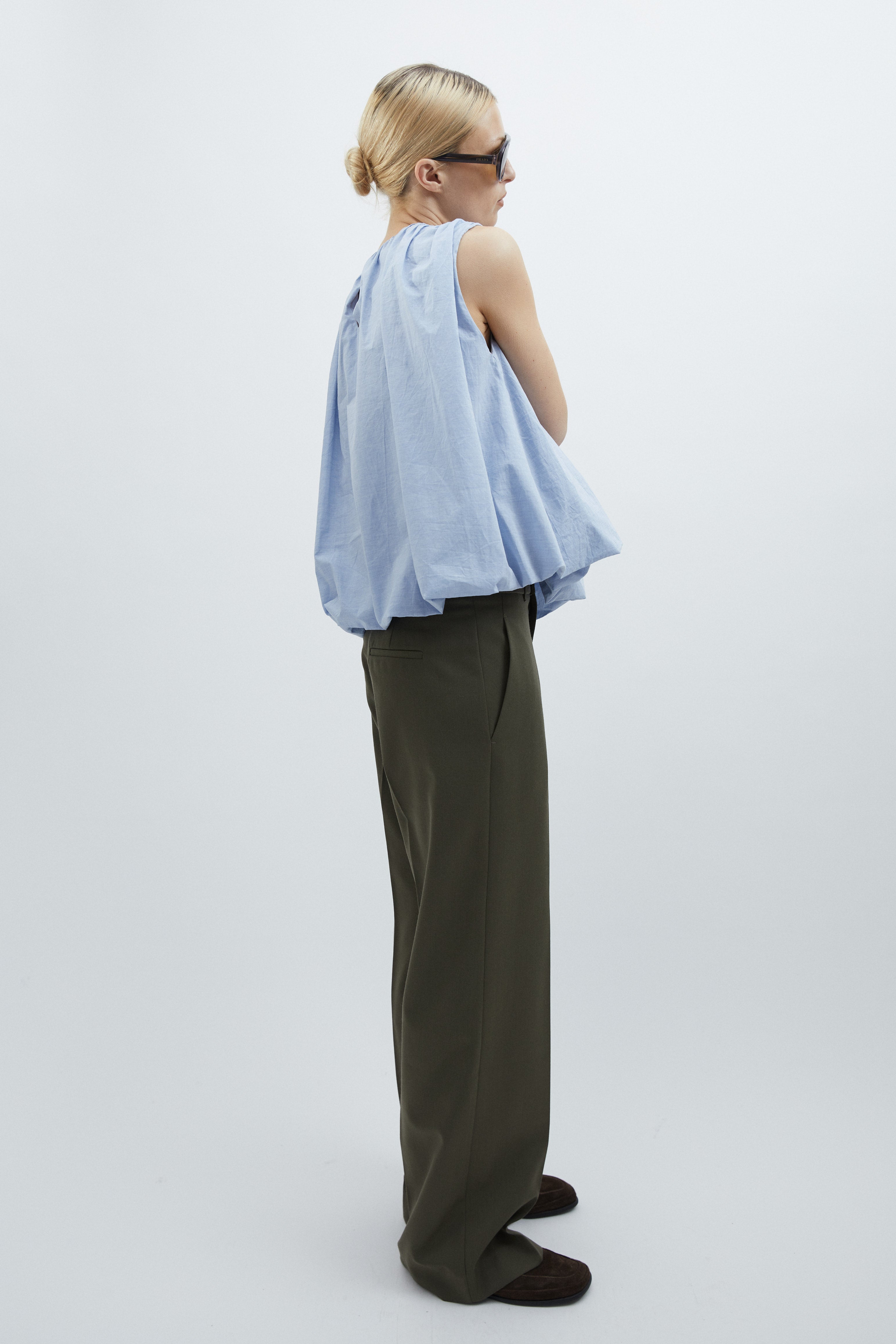 Sally top in Sky blue cotton