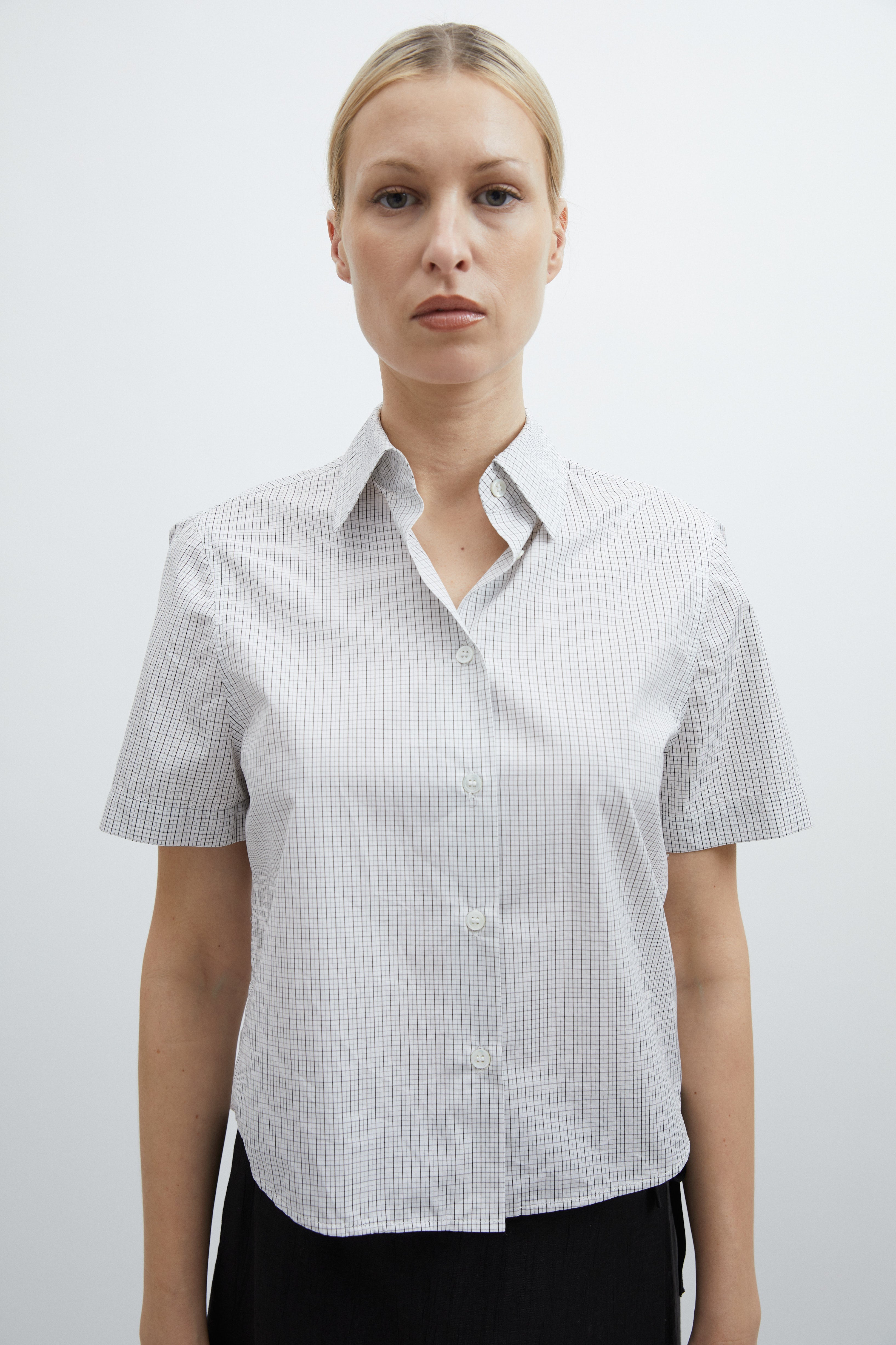 Bella shirt in White checked cotton