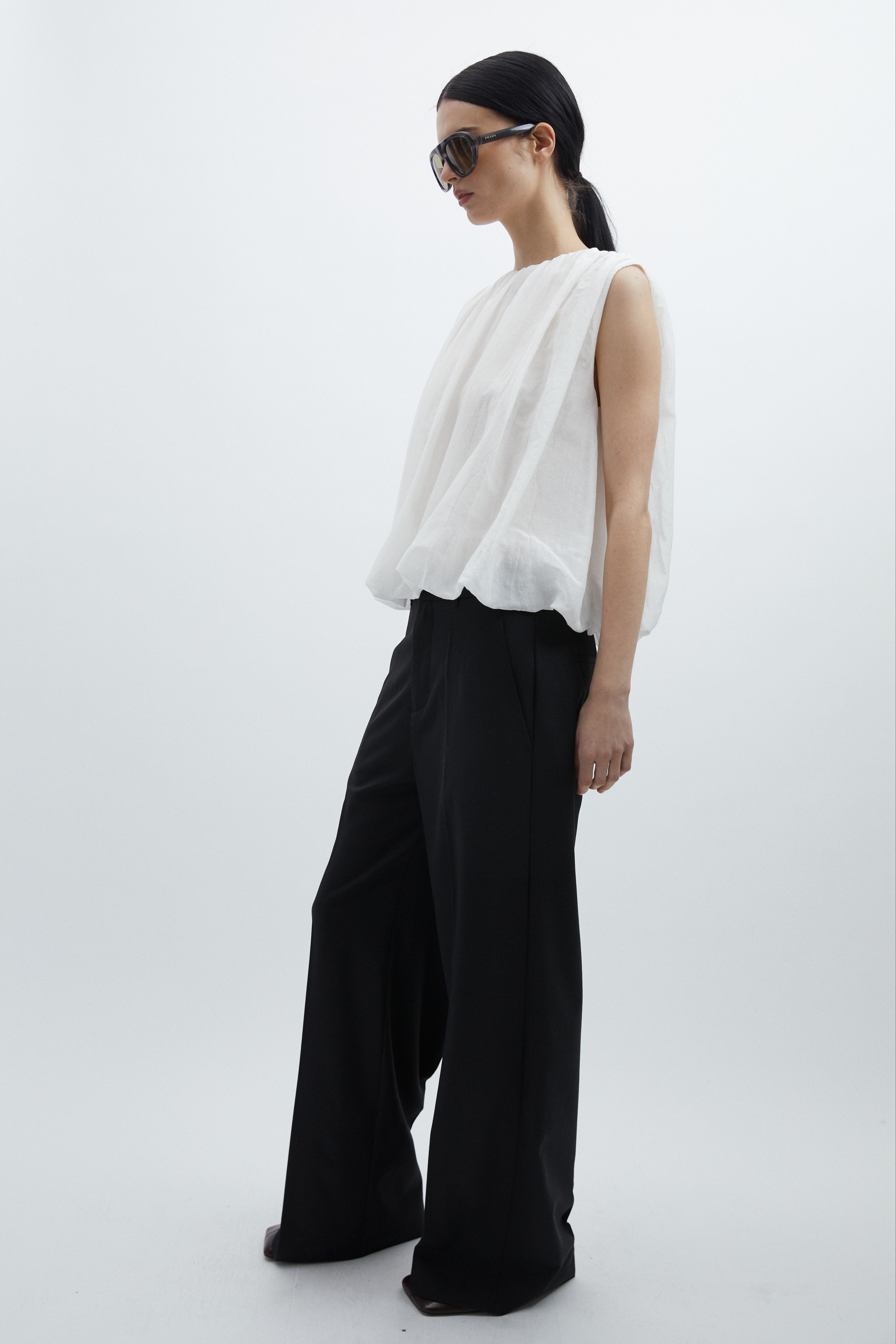 Sally top in White cotton silk