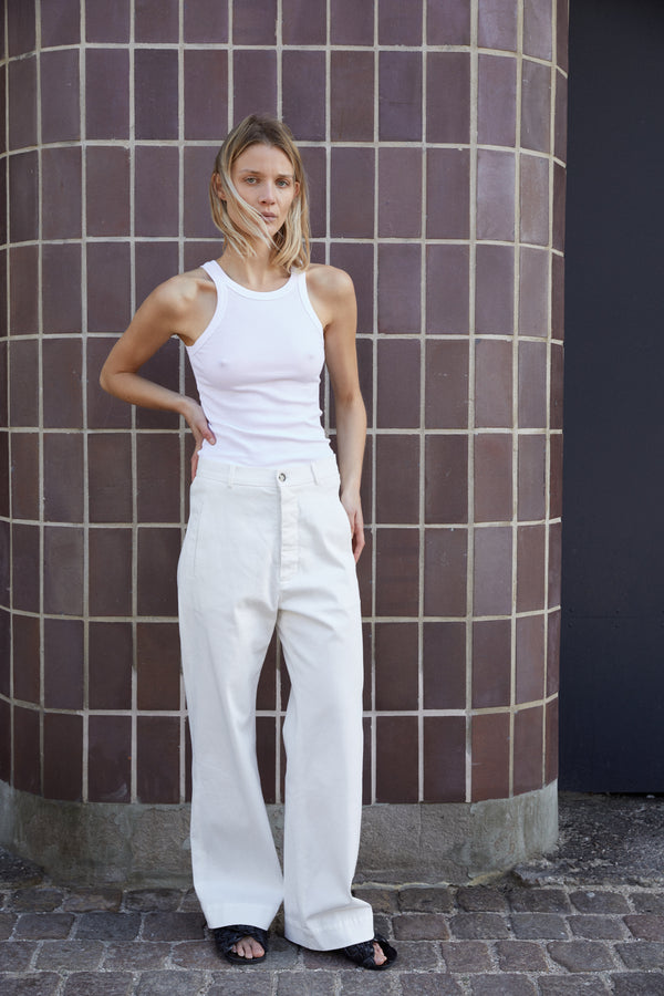 Lucie Pants - Cotton Twill - White
