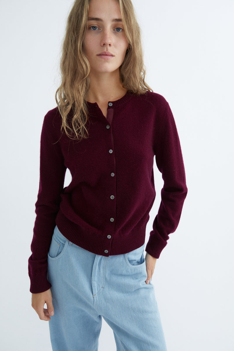 Coco Cardigan - 100% Cashmere - Burgundy