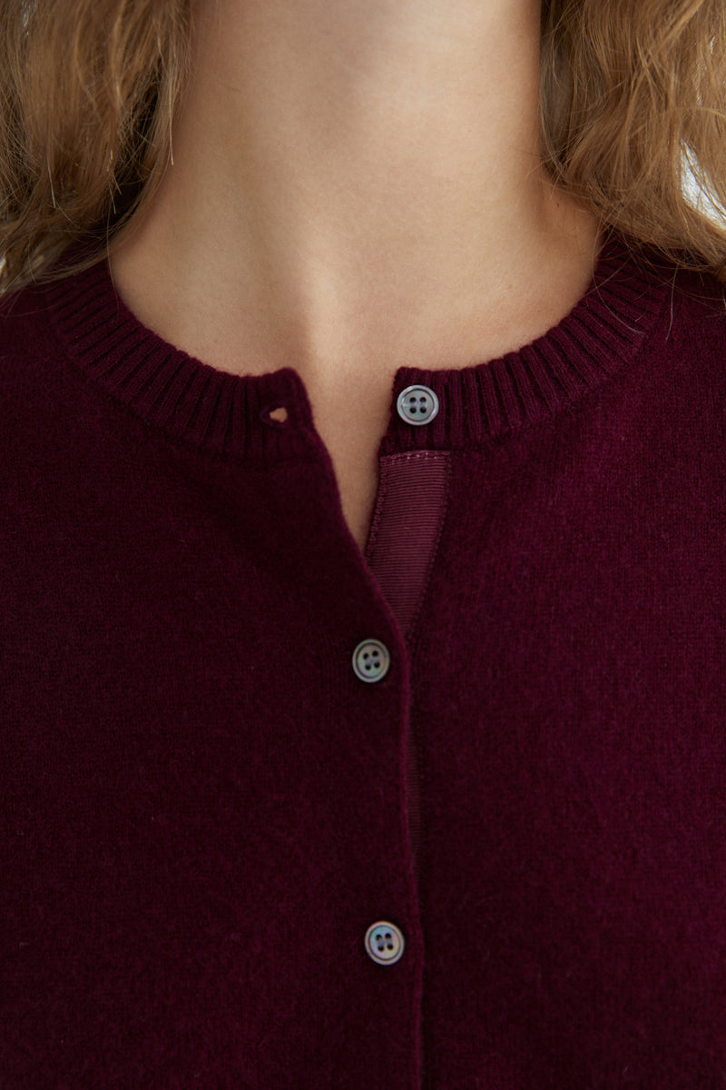 Coco Cardigan - 100% Cashmere - Burgundy