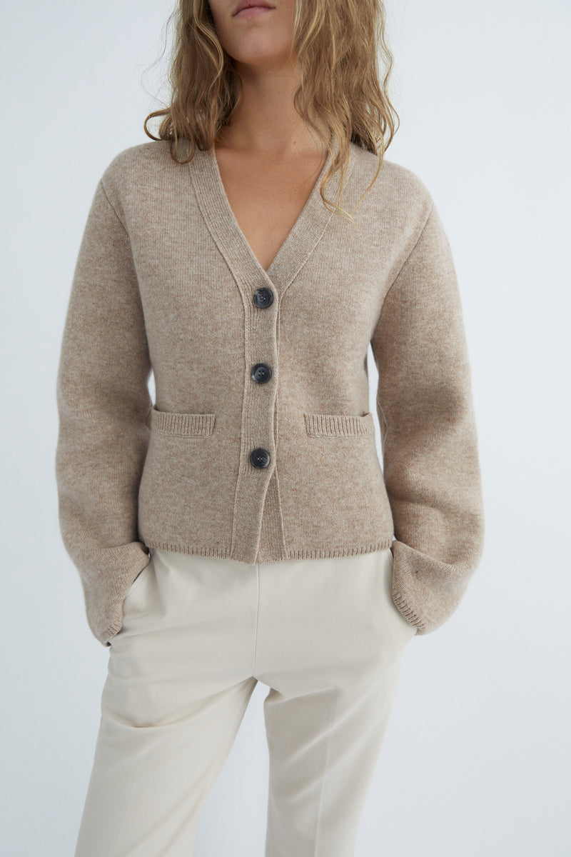 Greta Cardigan - 100% Wool - Camel