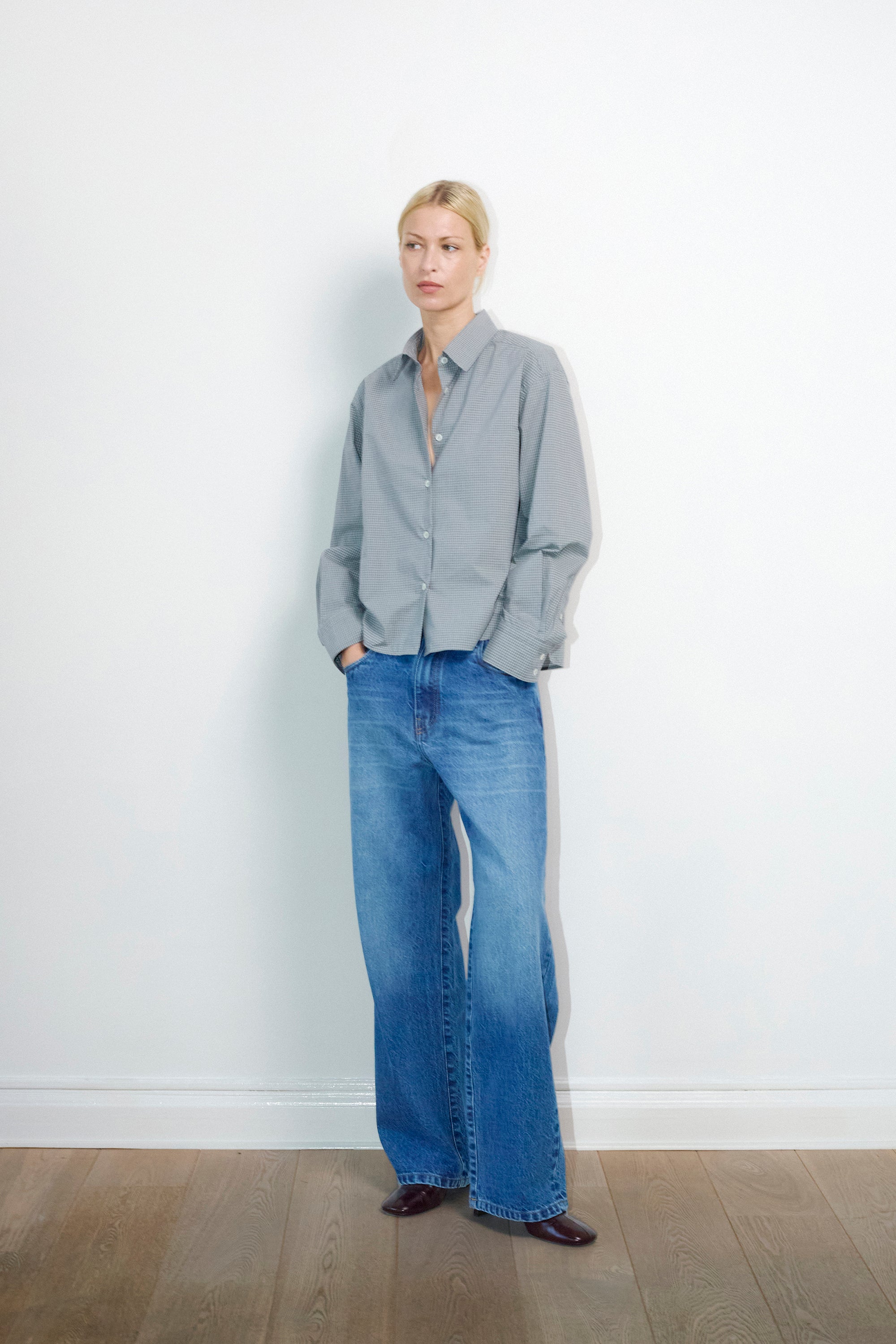 Selda shirt in Sage petite check