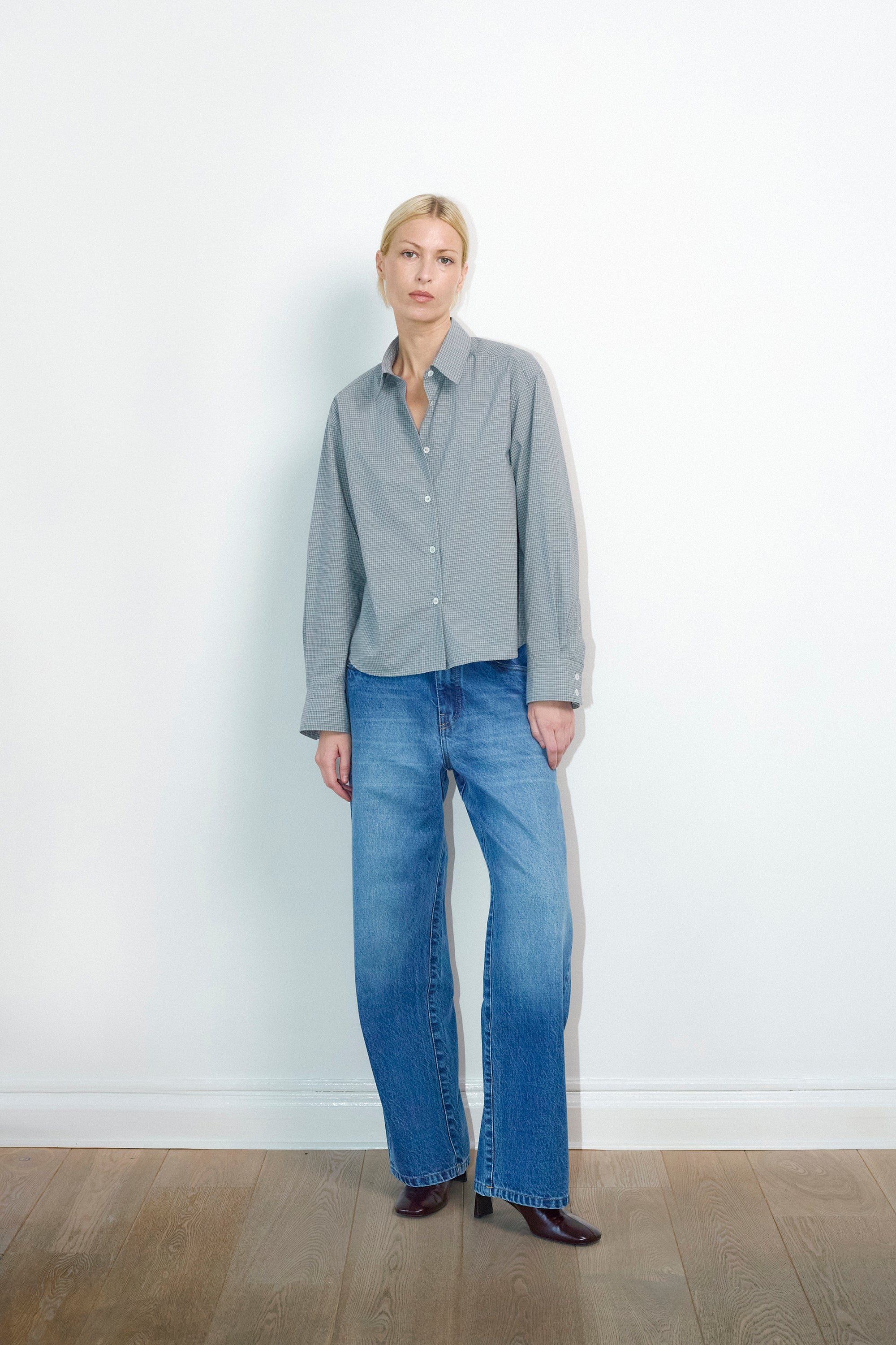 Selda shirt in Sage petite check