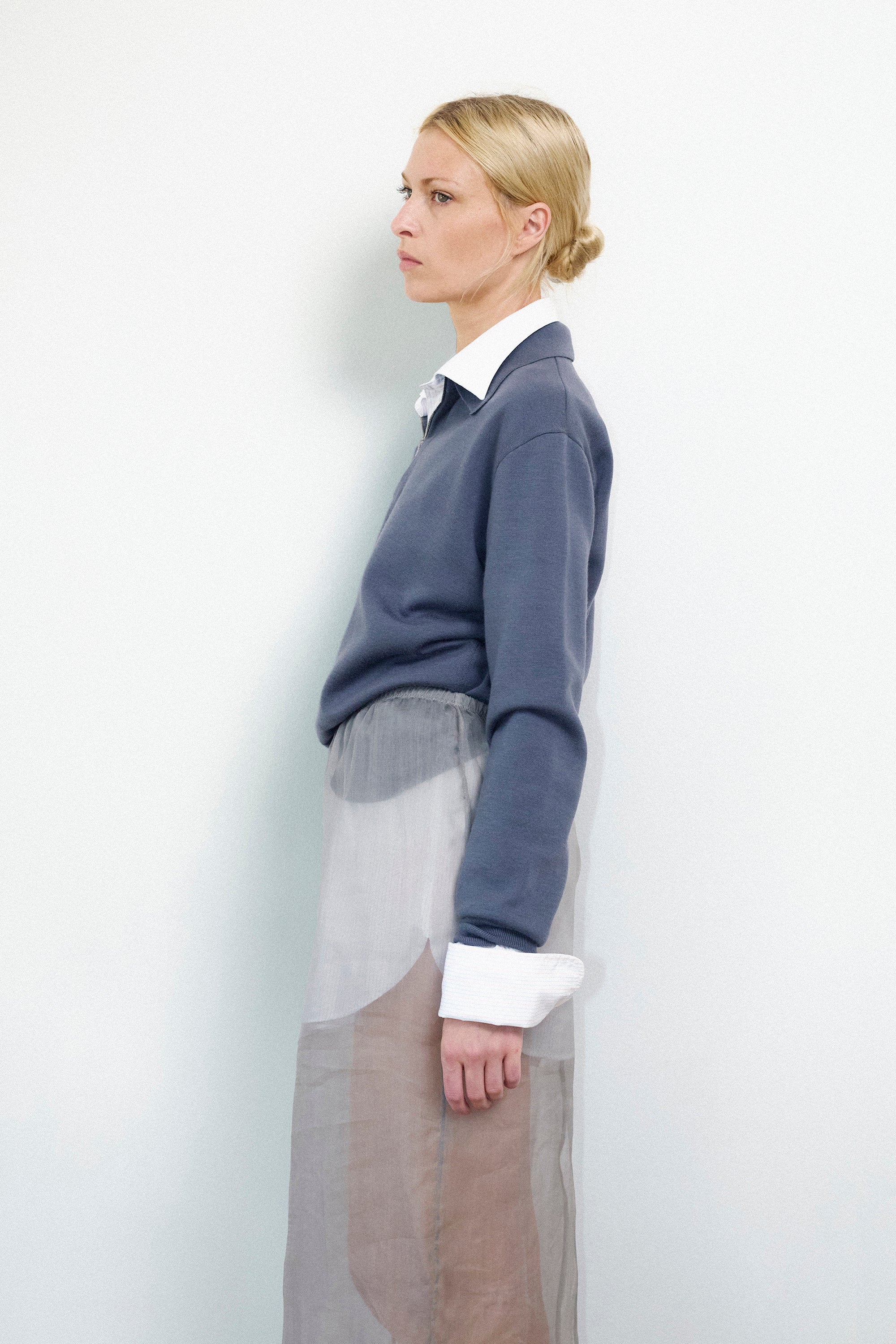 Eva zip polo knit in Grey