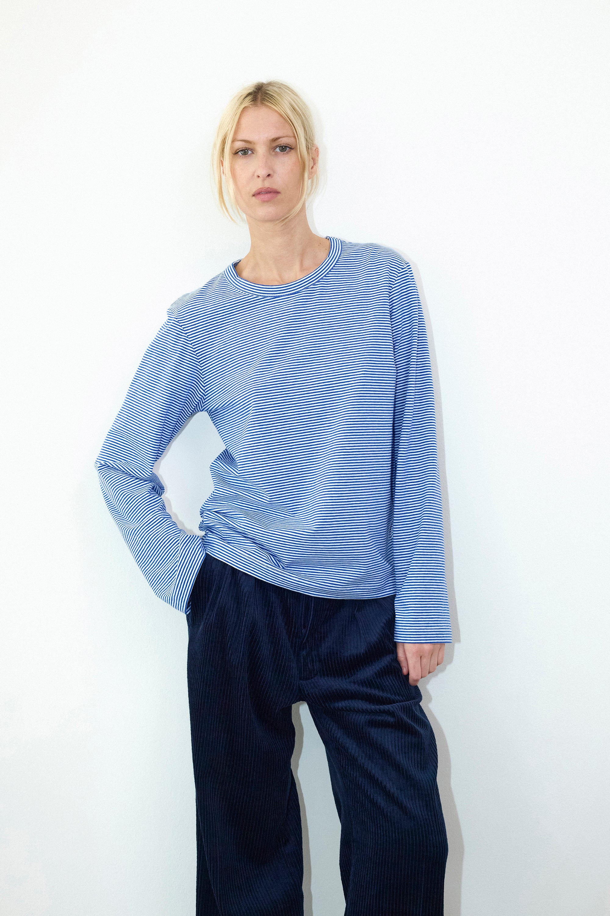 Lærke t-shirt in Blue stripe cotton