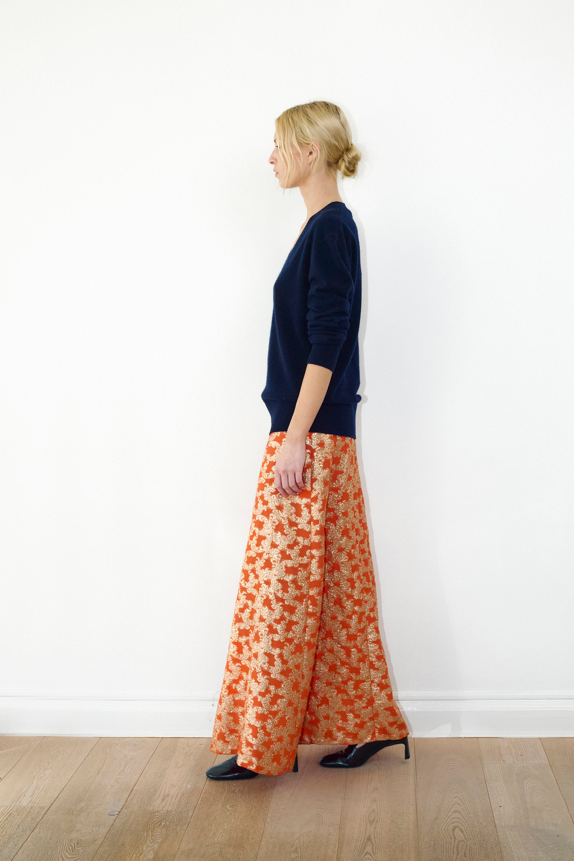 Vintage skirt in Orange brocade