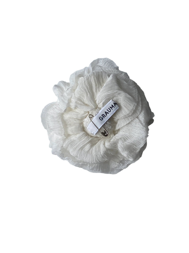 Rose Brooch - Silk - White