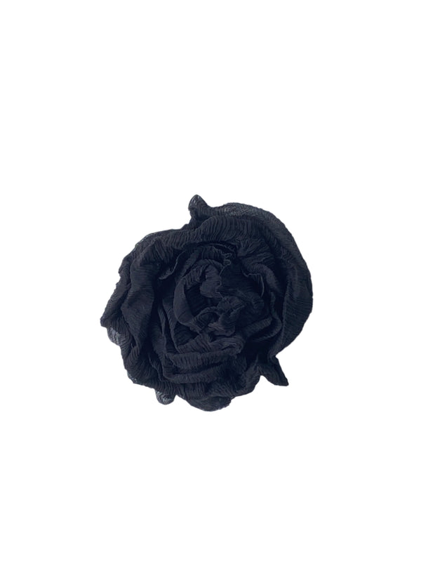 Rose Brooch - Silk - Black