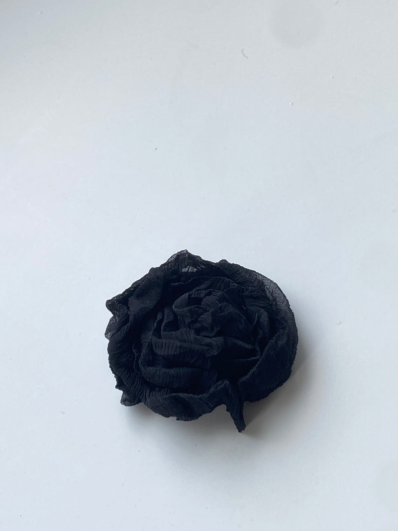 Rose Brooch - Silk - Black