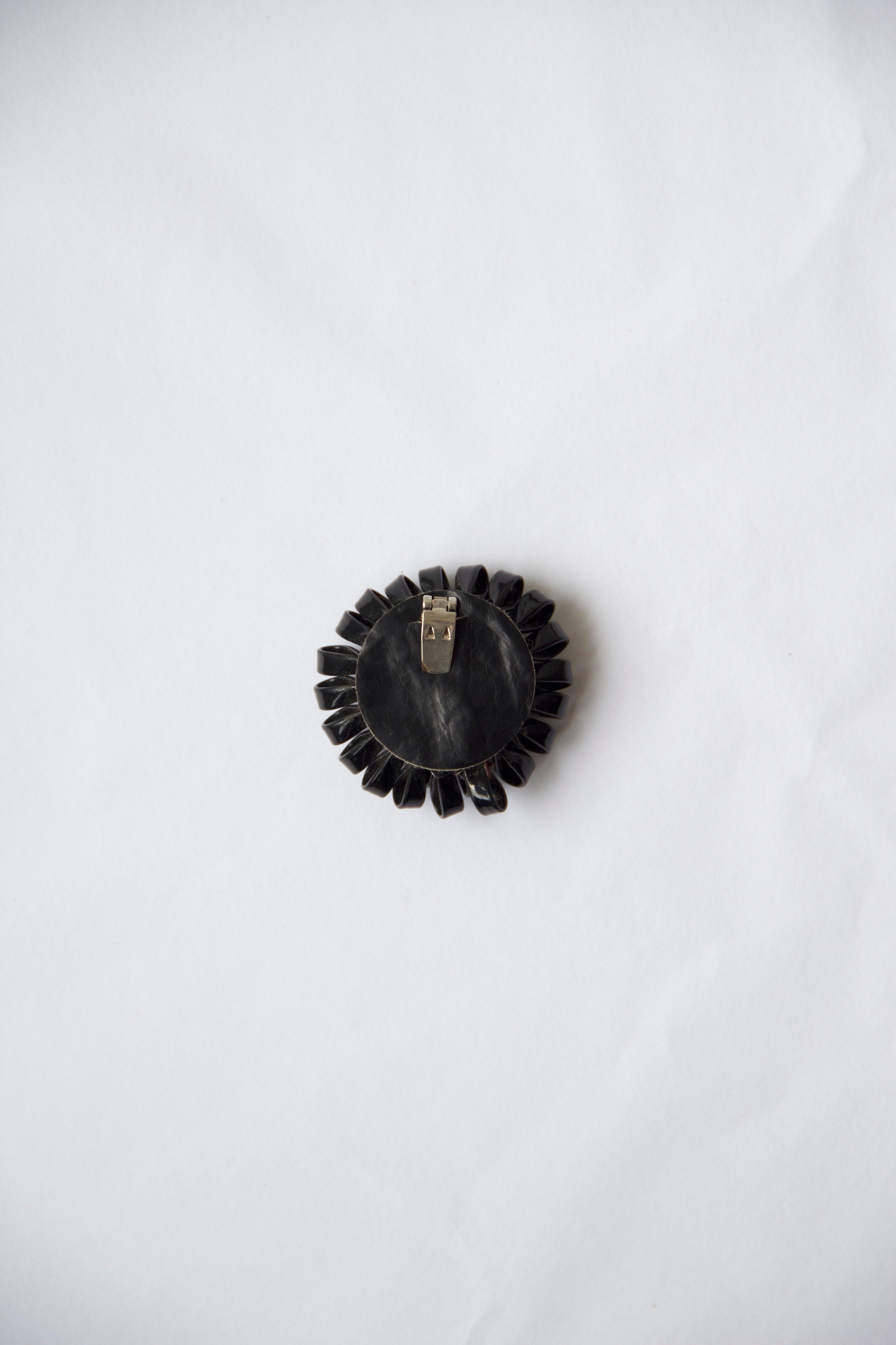 Vintage brooch Black flower