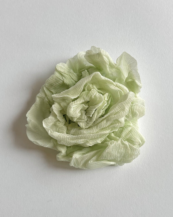 Rose Brooch - Silk - Soft Pastel Light Mint Green