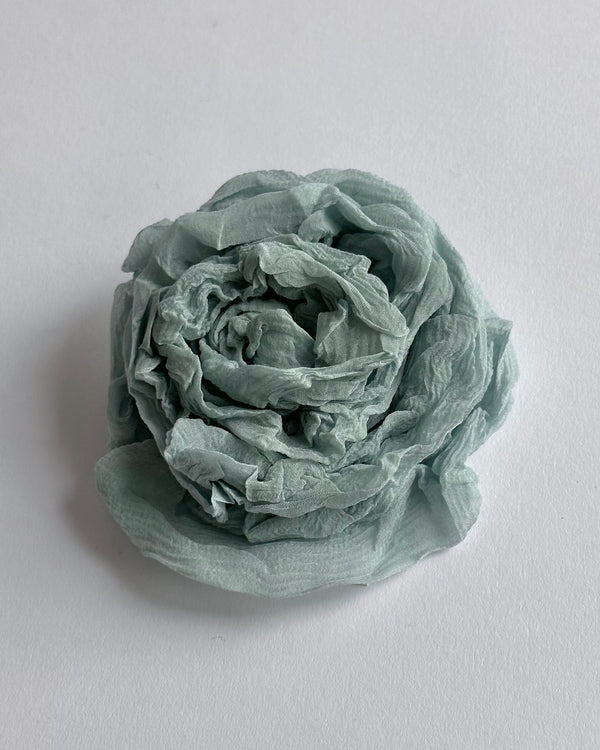 Rose Brooch - Silk - Soft Pastel Light Blue